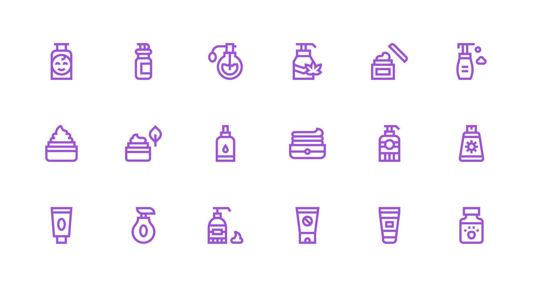 Strong Stroke Line Style Lotion Icons with 18 Vectors Well-Structured Icons for Creative Use