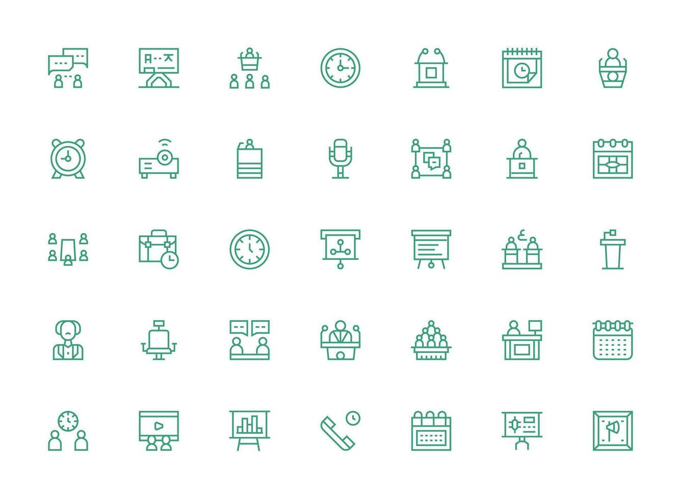 35 Regular Clean Line Icons for Meeting Graphics Interface Icon Collection for Daily Projects vector