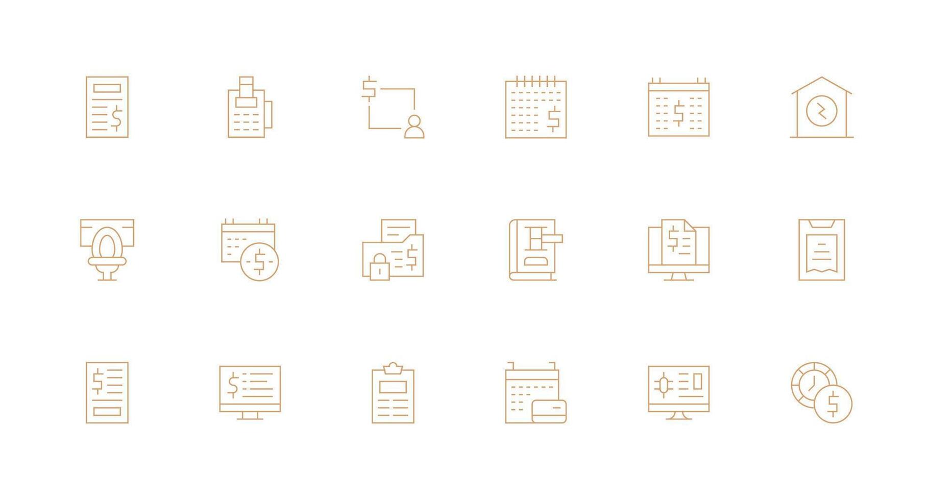 Minimal Line Style Billing Icons with 18 Vectors UI-Ready Icon Collection