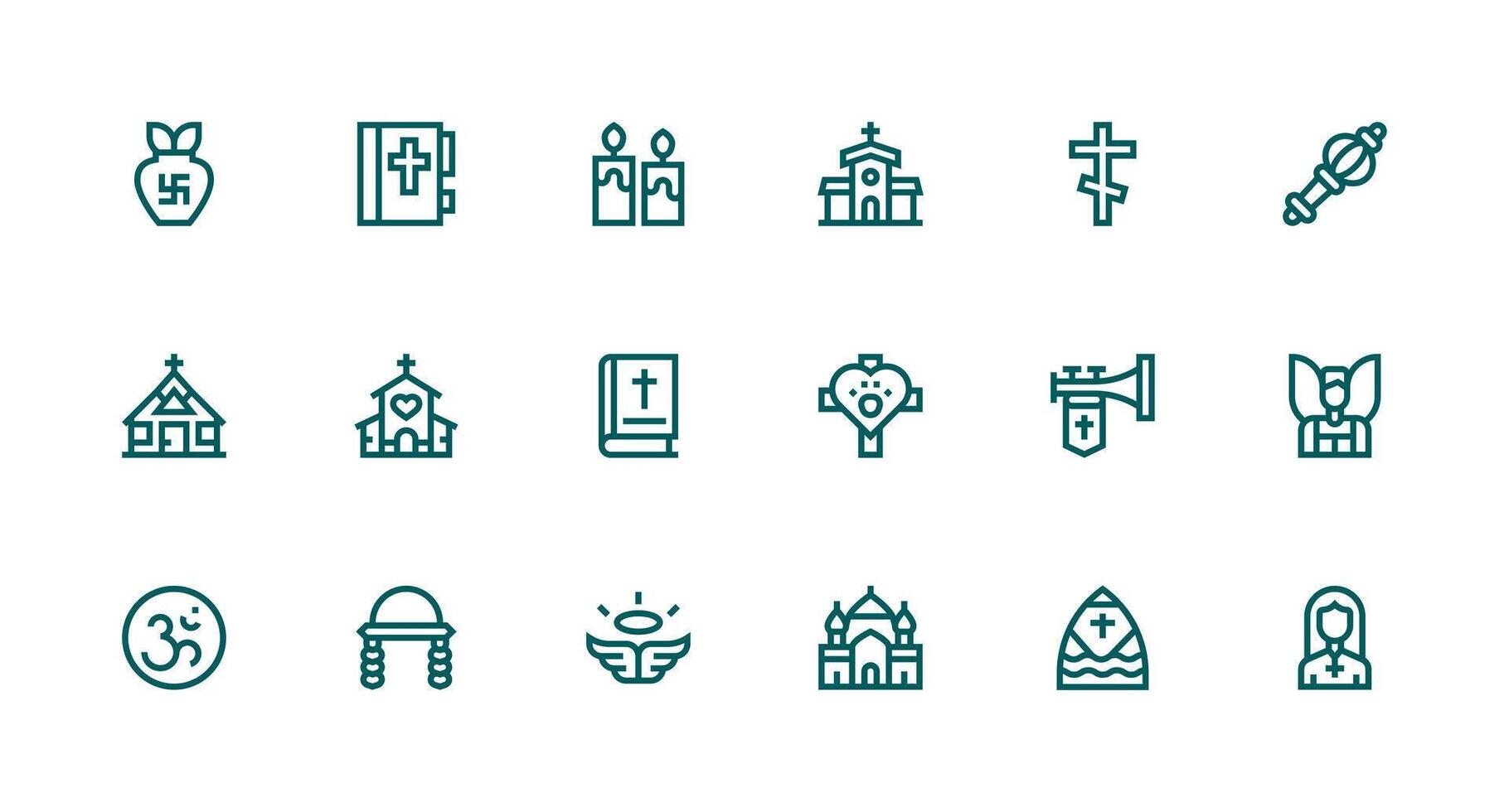 Strong Stroke Line Icons from Holy Set with 18 Vectors Complete Icon Set for Mobile Apps