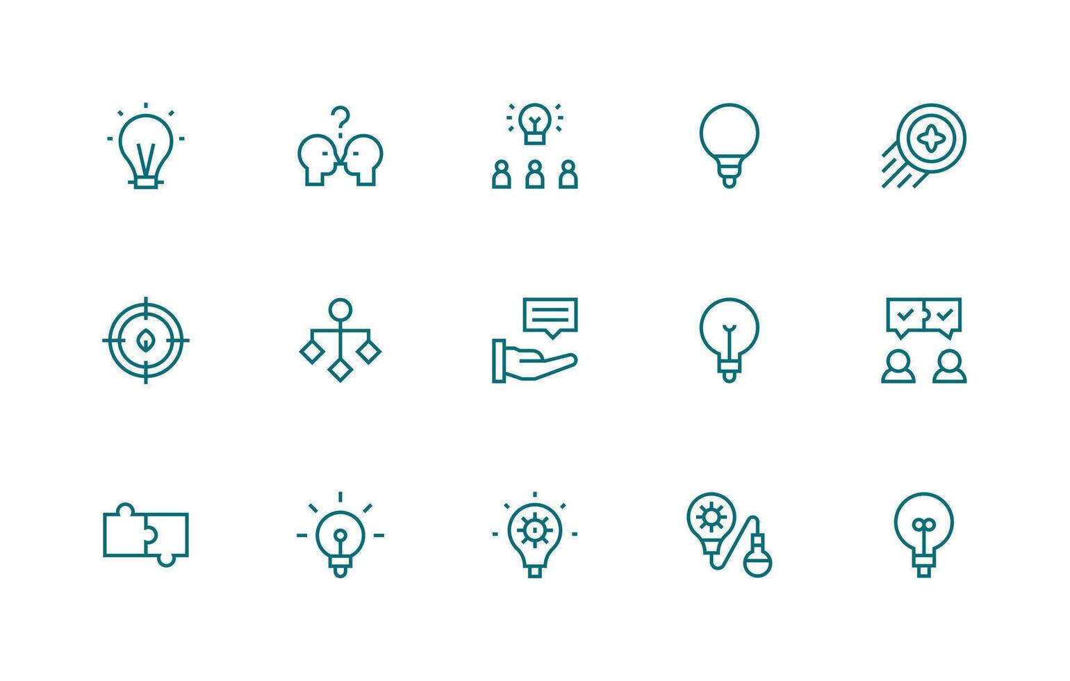 ProblemSolving featuring 15 Icons in Regular Line Design Clean Icon Collection for Web Use vector