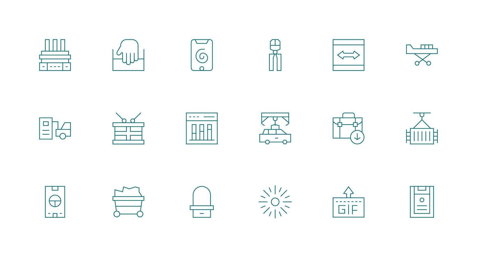 Loading Icon Set with 18 Minimal Line Graphics Line Icon Collection vector