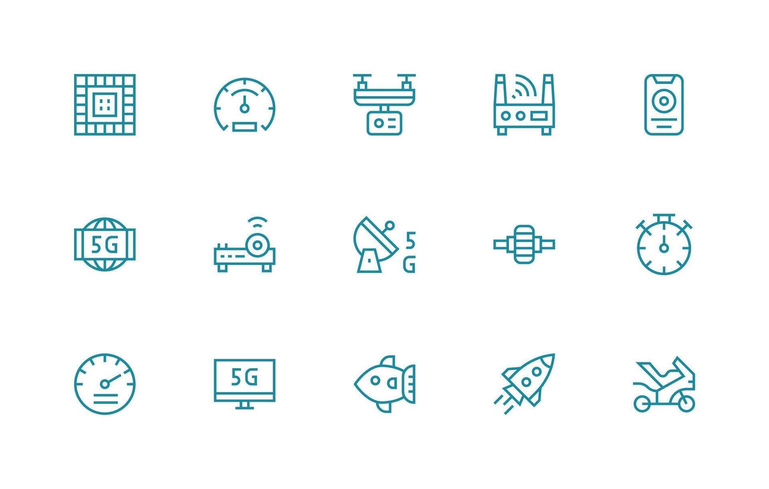 Speed featuring 15 Icons in Regular Line Design User Interface Icons for Digital Products vector