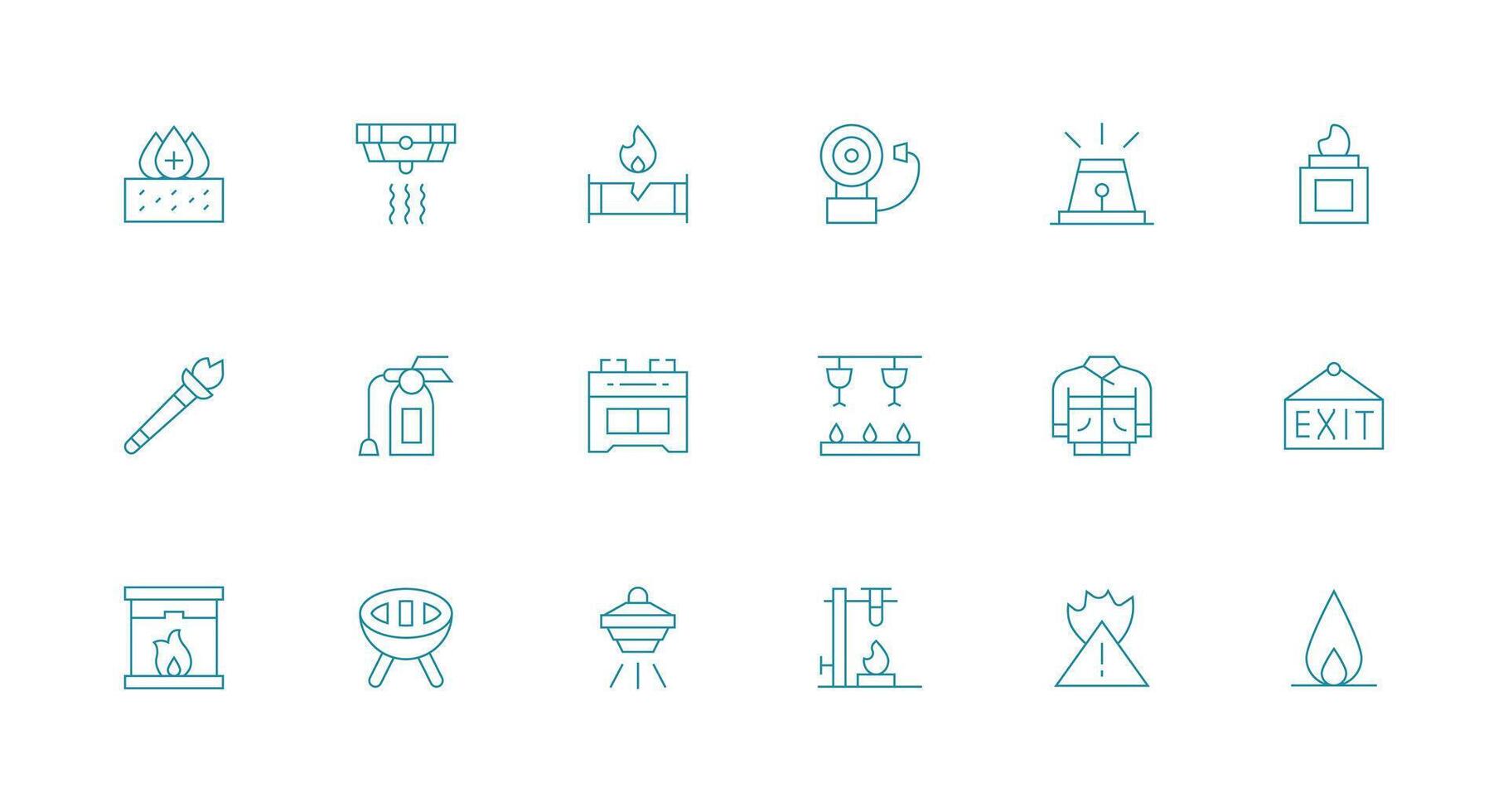 Fire Set with 18 Minimal Line Icons Quick Access Icons for UI Development vector