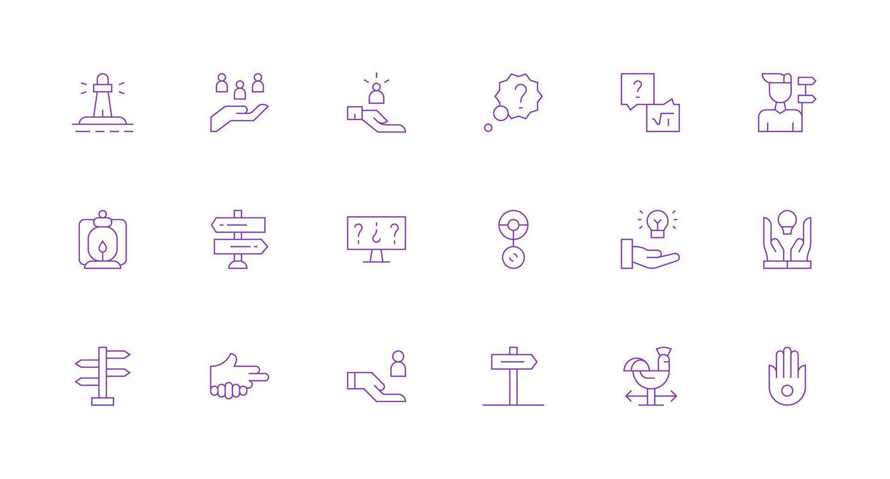 Guidance Icon Collection with 18 Minimal Line Designs Style Icon Set vector
