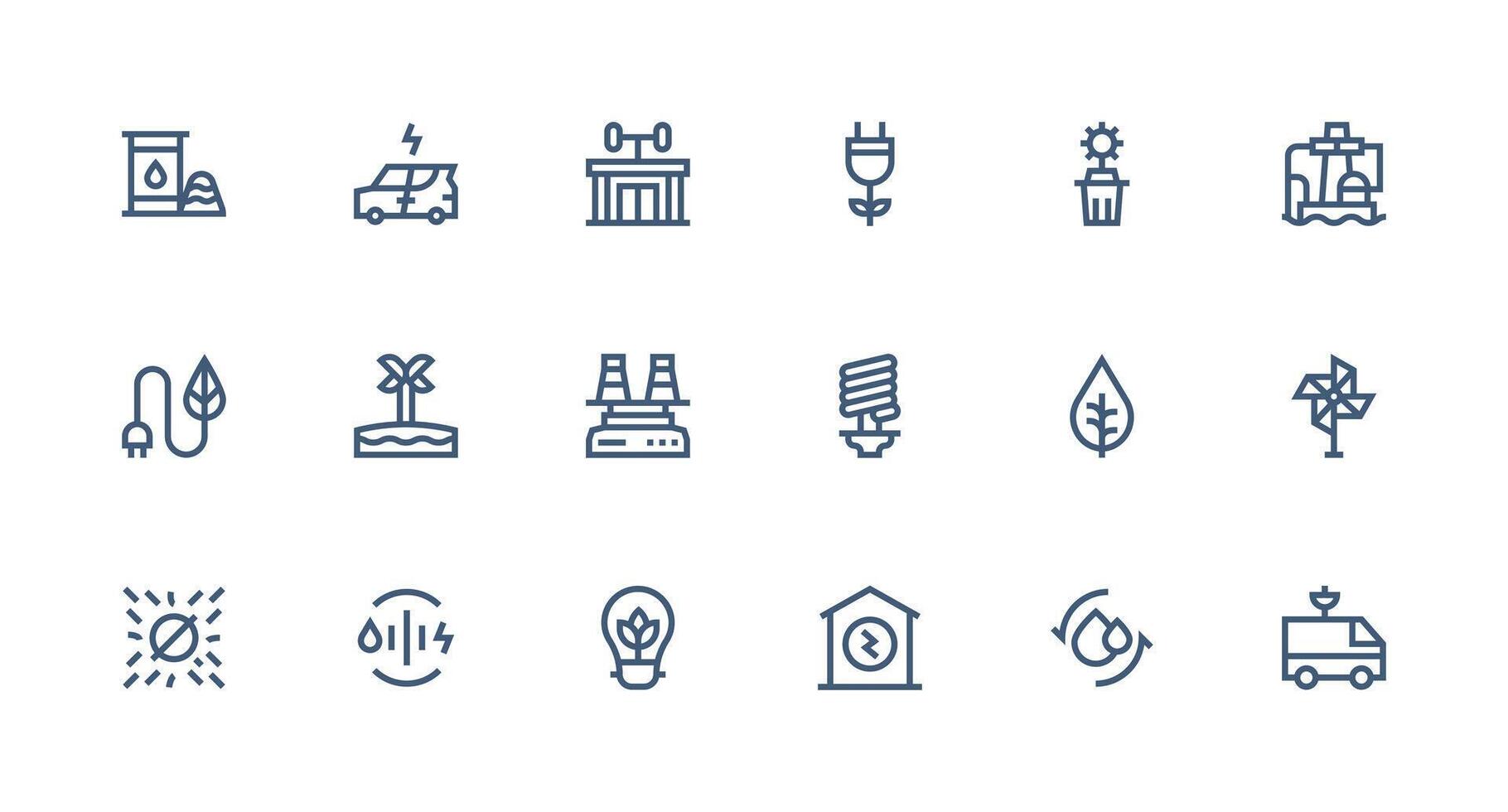 Renewable Design Icons featuring 18 in Strong Stroke Line Style Clear and Concise Icon Set Collection vector