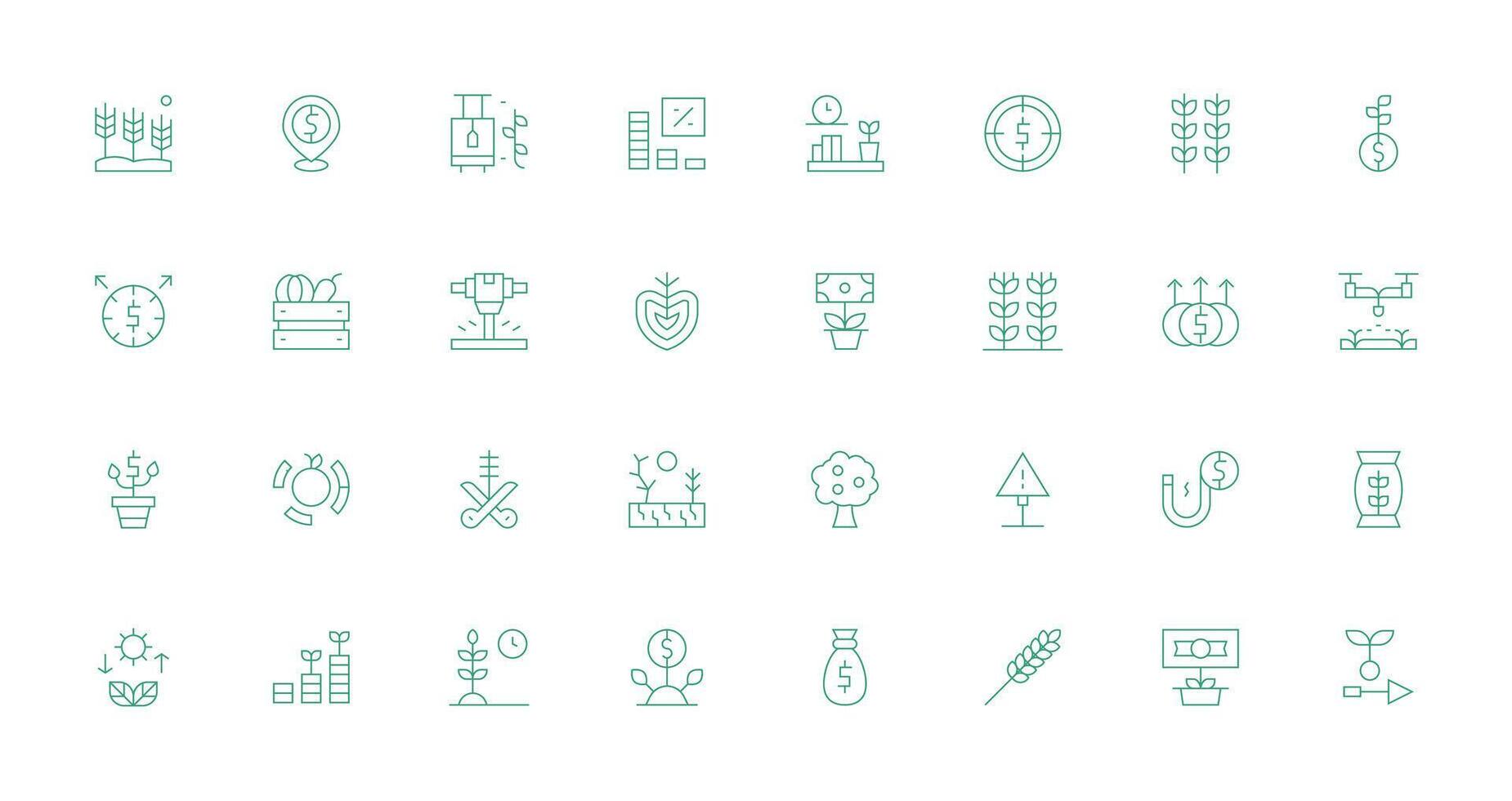 Thin Line Style Yield Icons with 32 Vectors Customizable Icon Series for Mobile Screens