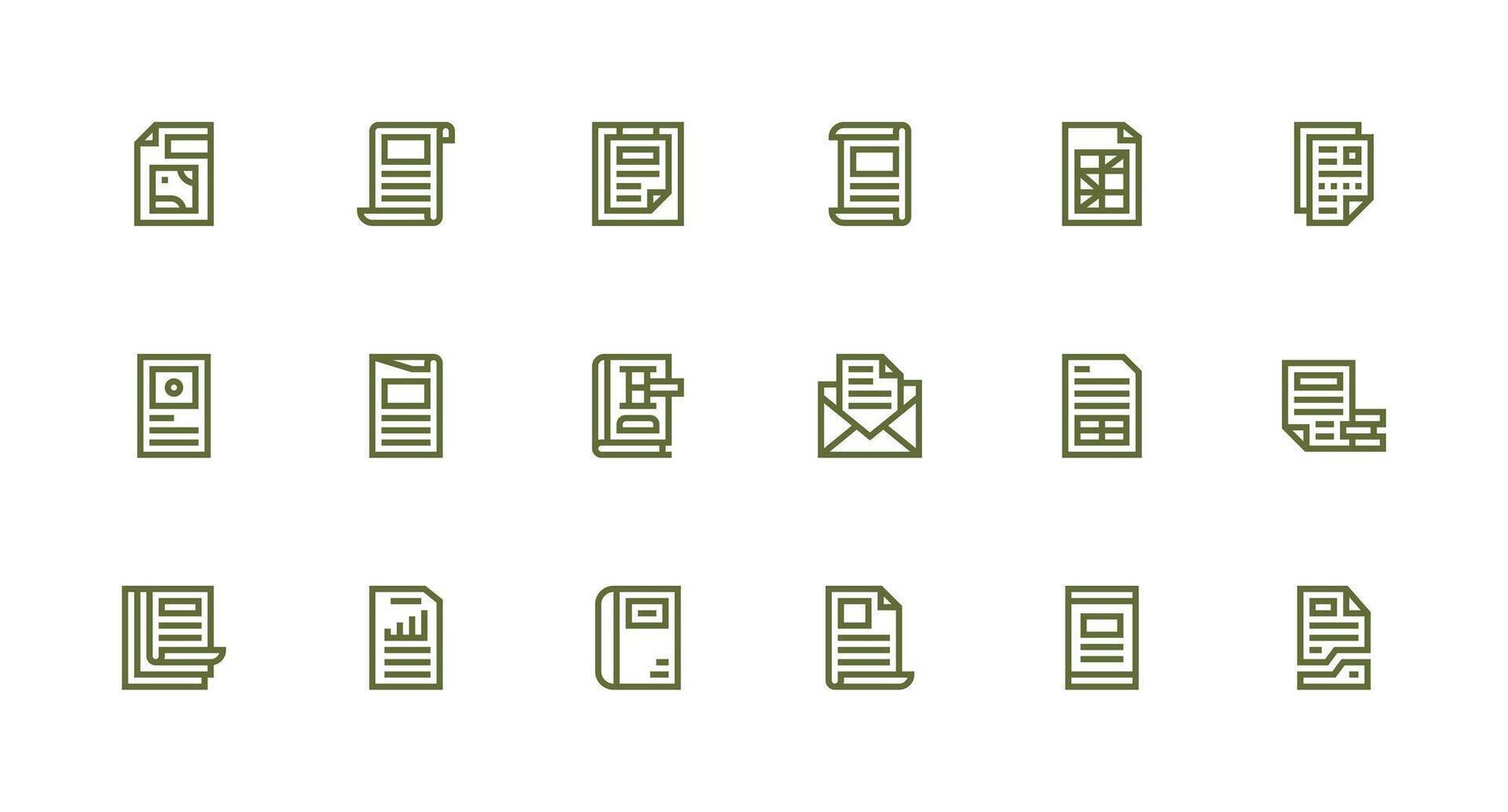 18 Strong Stroke Line Style Icons from Excel Collection Quick Access Icons for UI Development vector