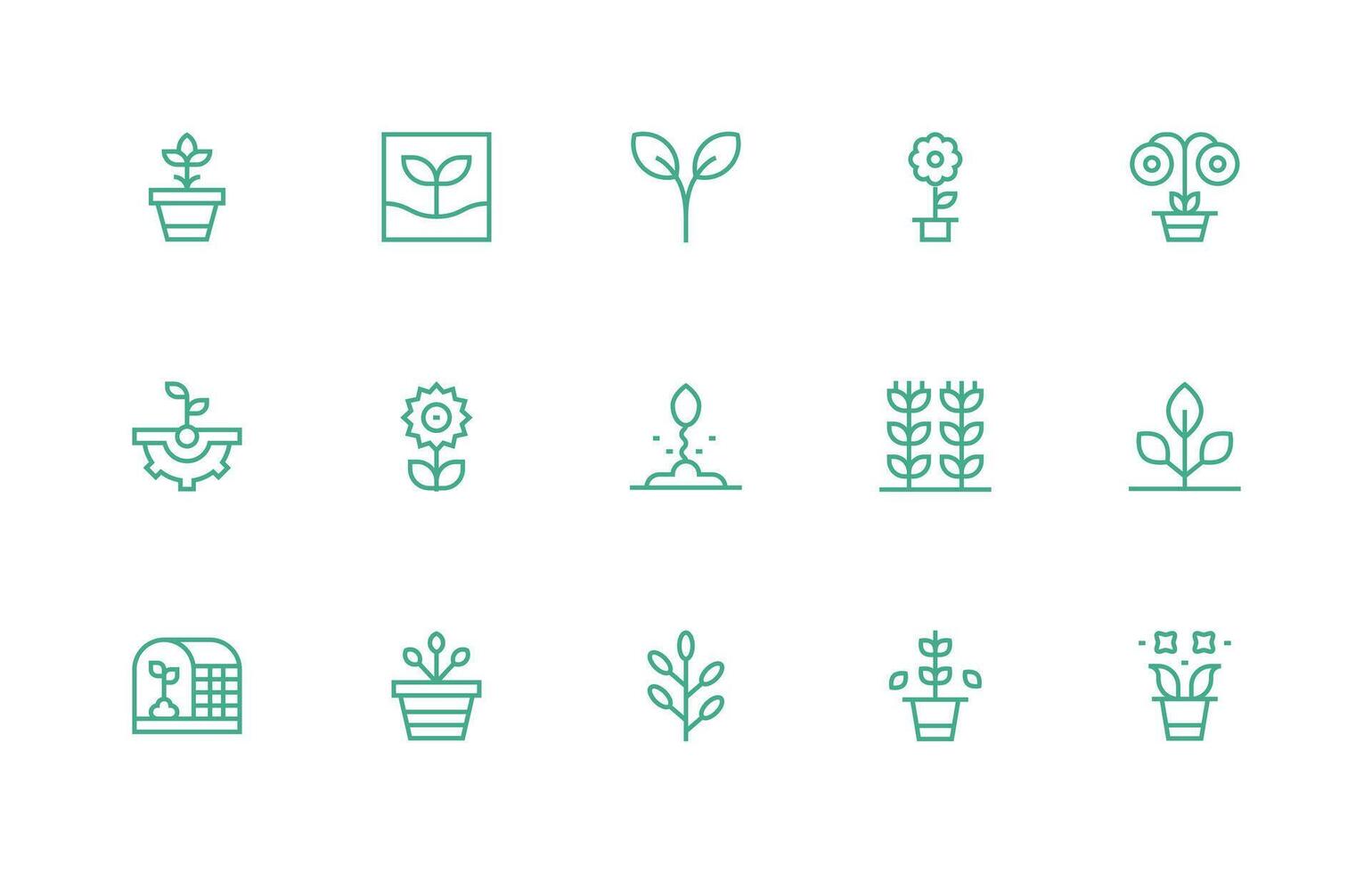 Sprout including 15 Regular Line Illustrations Balanced Icon Set for Functional Design vector