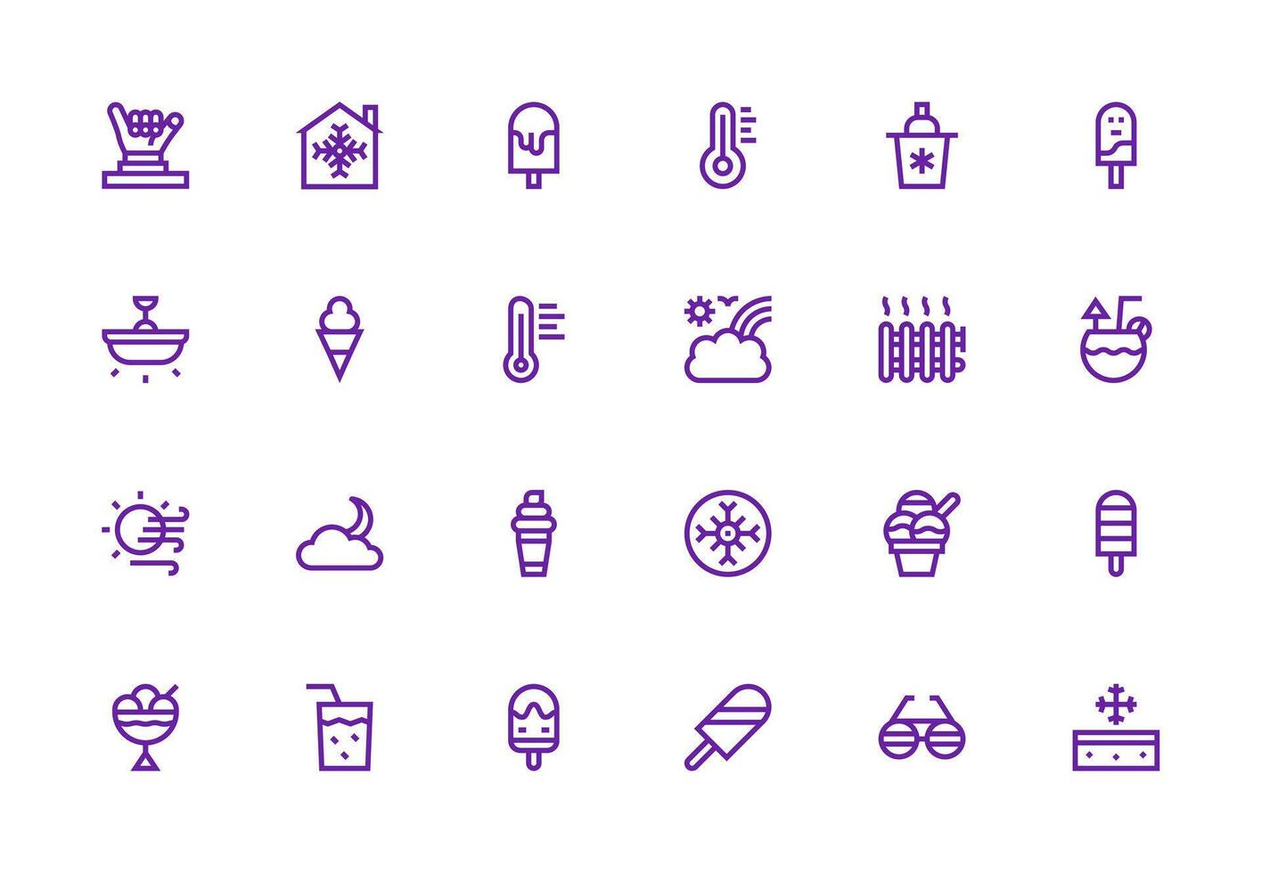24 Icons for Cool in Thick Line Line Format Balanced Icon Set for Functional Design vector