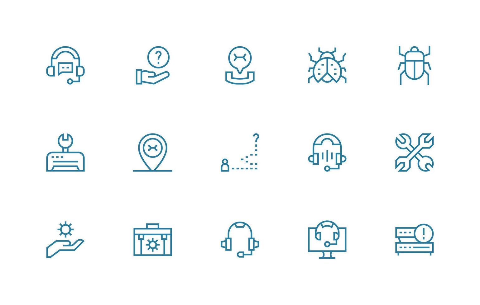 15 Regular Line Icons for Technical Support Graphics Professional Icon Set vector