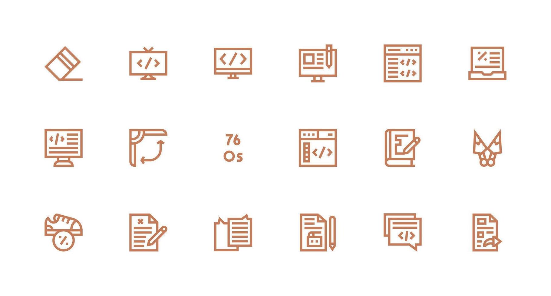 Markup Visual Pack containing 18 Strong Stroke Line Icons UI and UX Focused Icon Collection vector