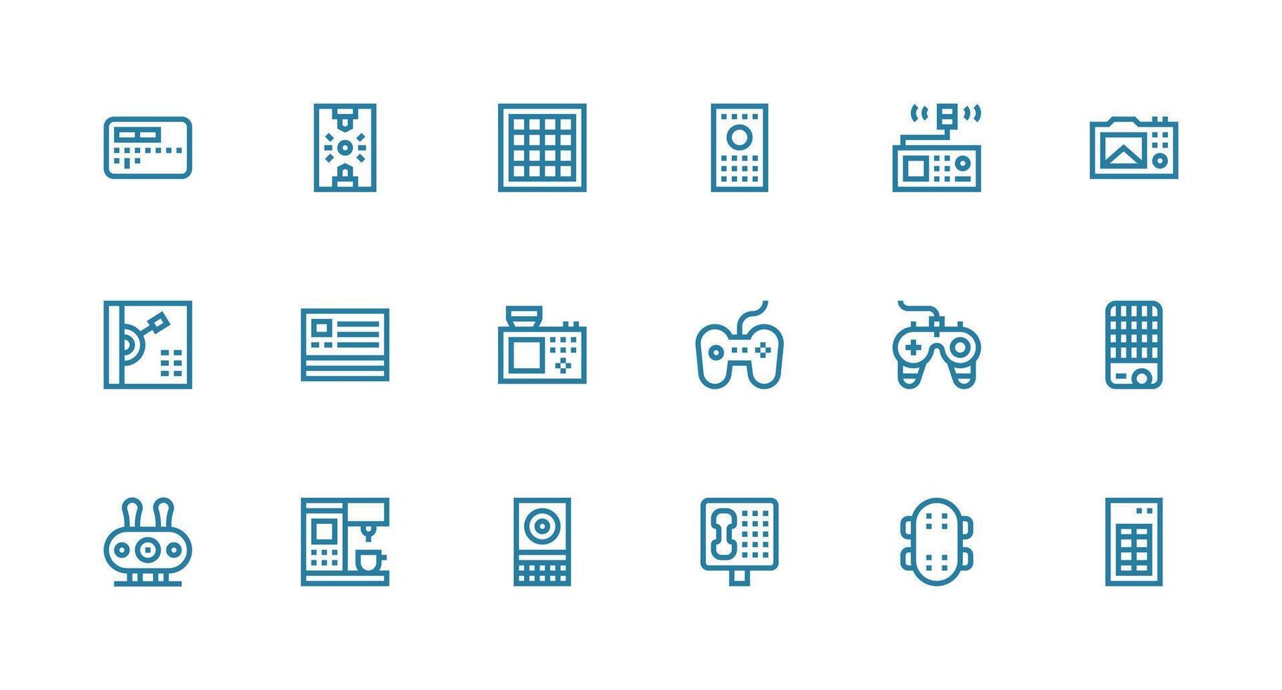 Buttons Icon Set with 18 Strong Stroke Line Graphics Organized Icon Pack for Quick Access vector