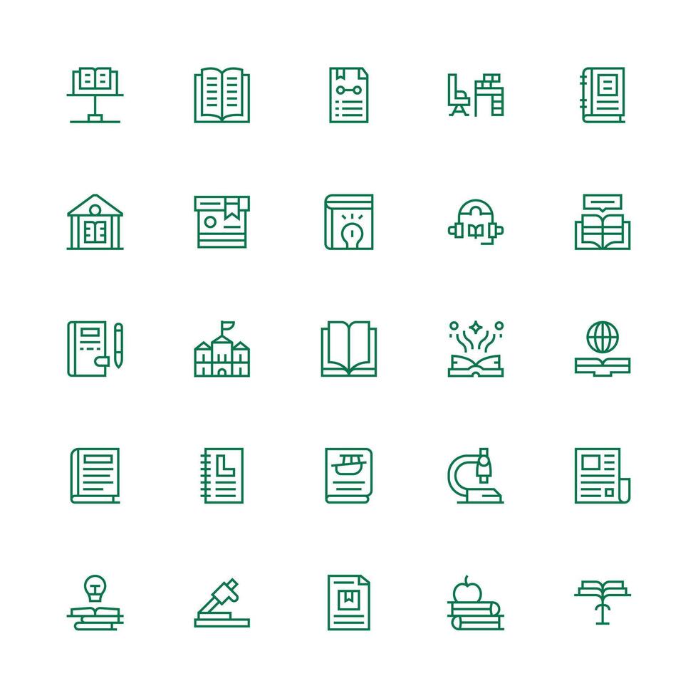 Medium Stroke Outline Style Study Icons with 25 Vectors Customizable Icon Series for Mobile Screens