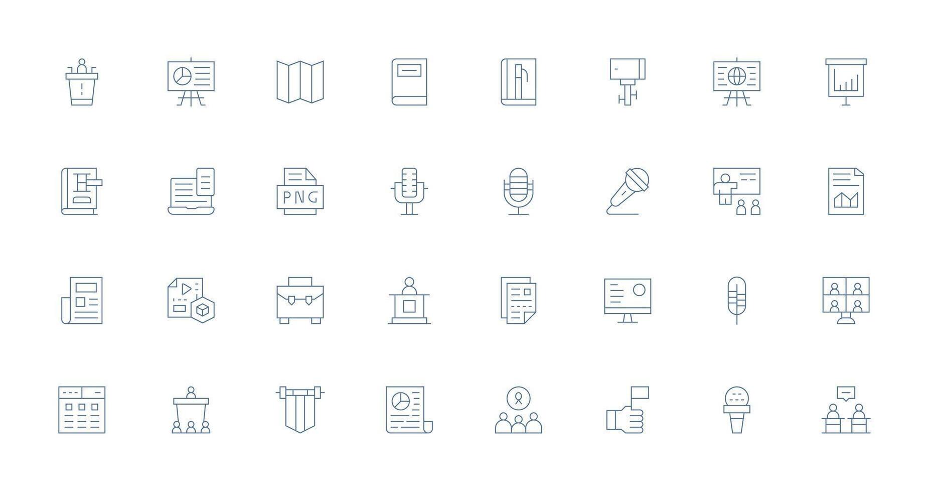 Presentation Visual Pack containing 32 Thin Line Icons Neatly Designed Icons for Web Platforms vector