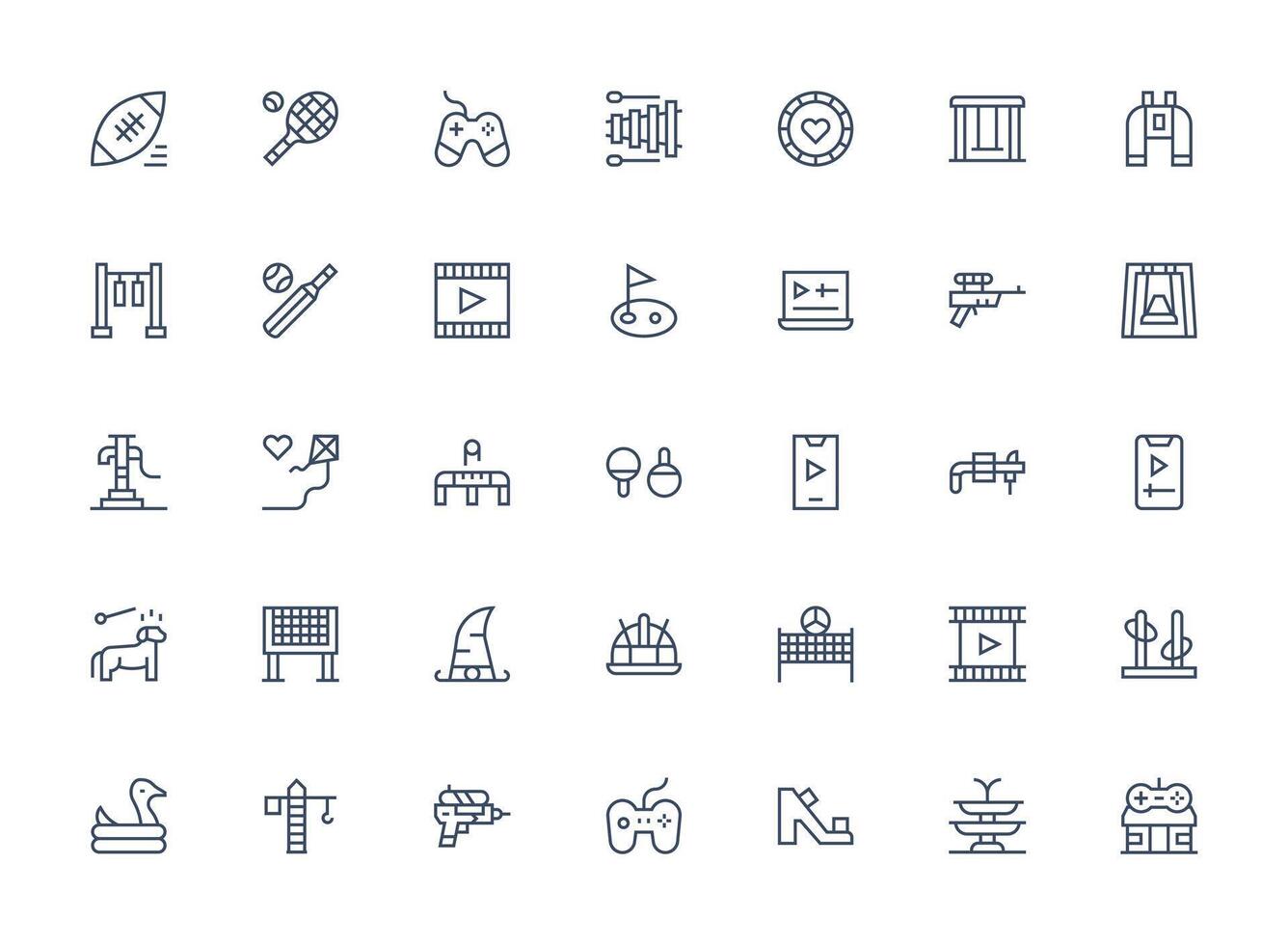 Play Design Icons featuring 35 in Regular Clean Line Style Customizable Icon Series for Mobile Screens vector
