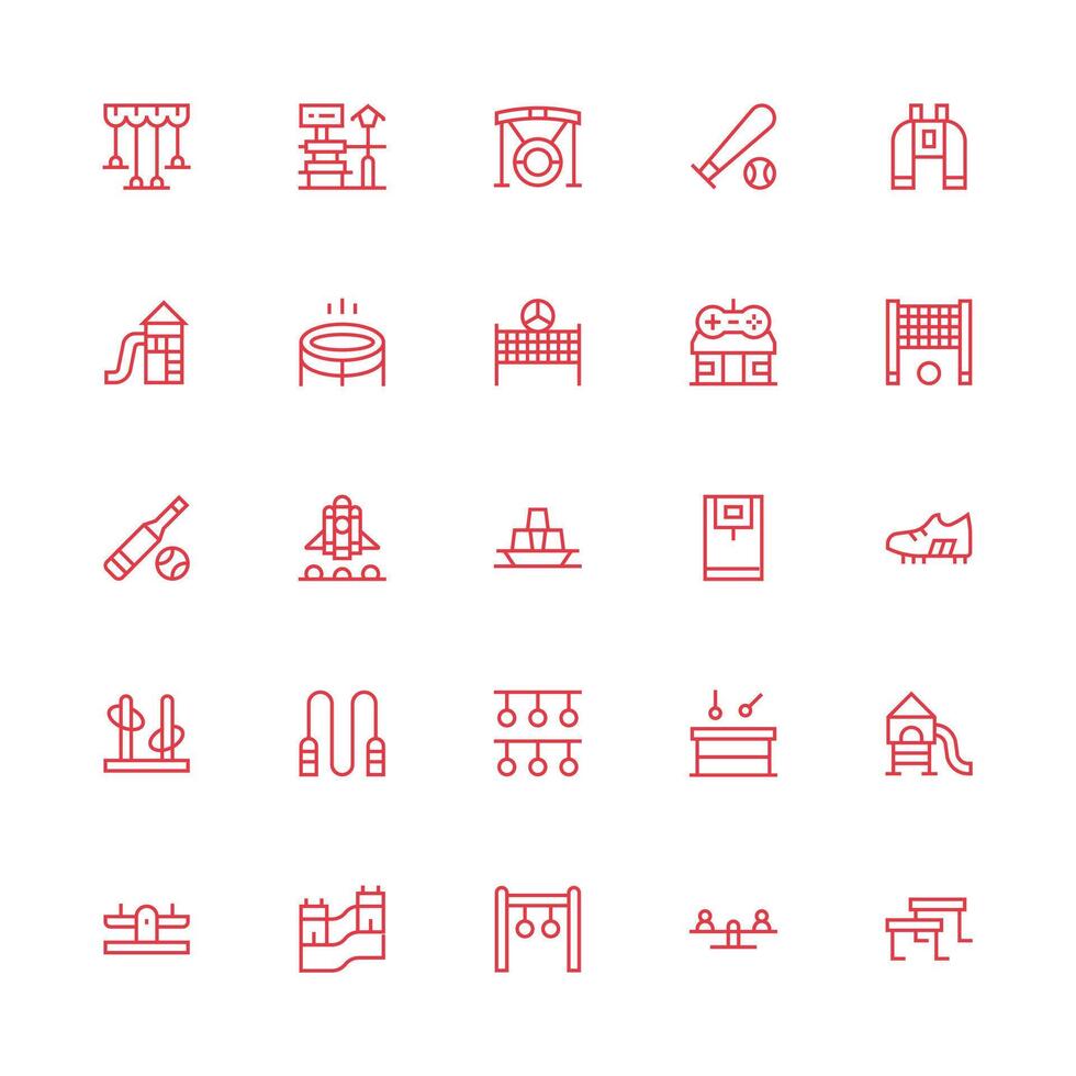Medium Stroke Outline Icons from Playground Set with 25 Vectors Clean Icon Collection for Web Use
