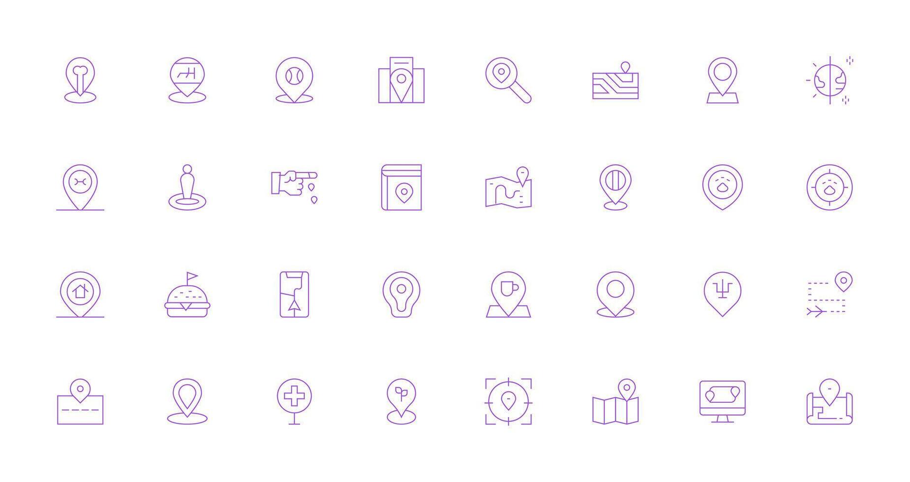 32 Pinpoint Location Icons in Thin Line Aesthetic Neatly Designed Icons for Web Platforms vector