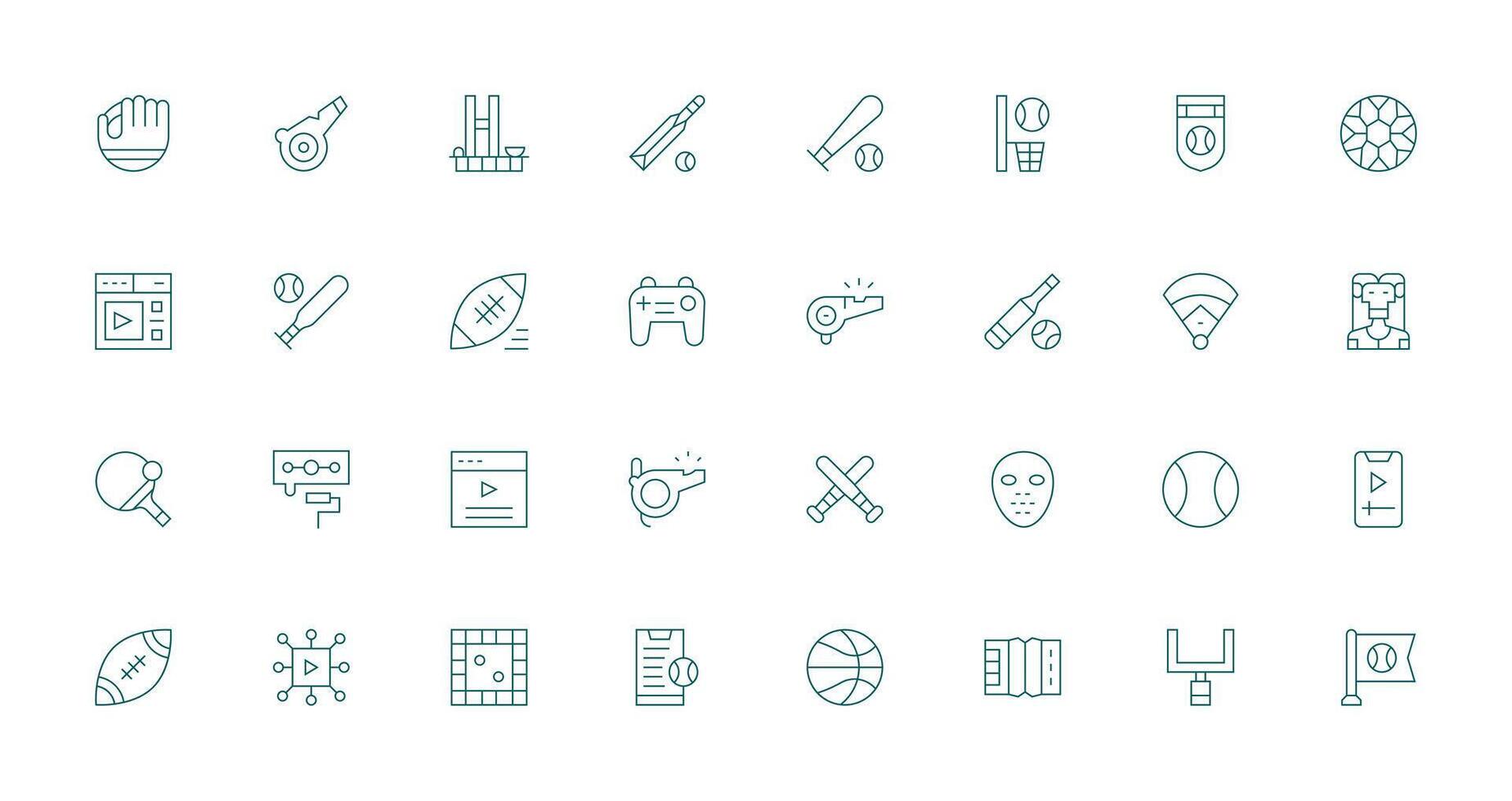 32 Thin Line Style Icons from Player Collection Professional Icon Pack for Development Work vector