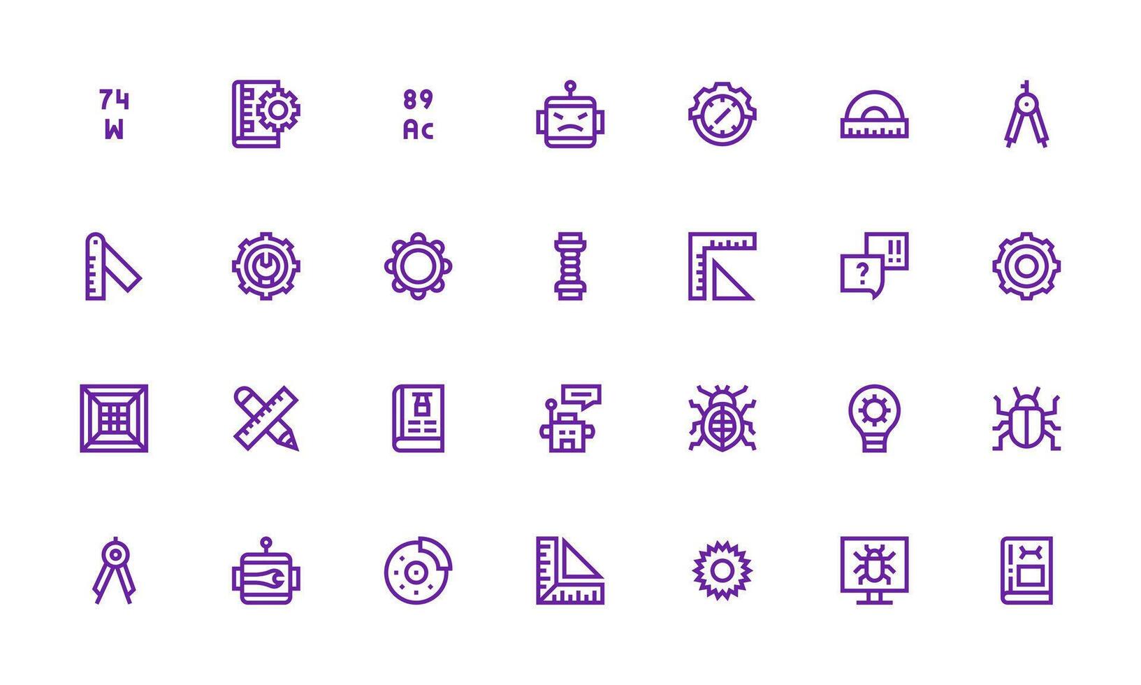 Technical Icon Collection with 28 Bold Line Designs Scalable Icons for Cross-Platform Interfaces vector
