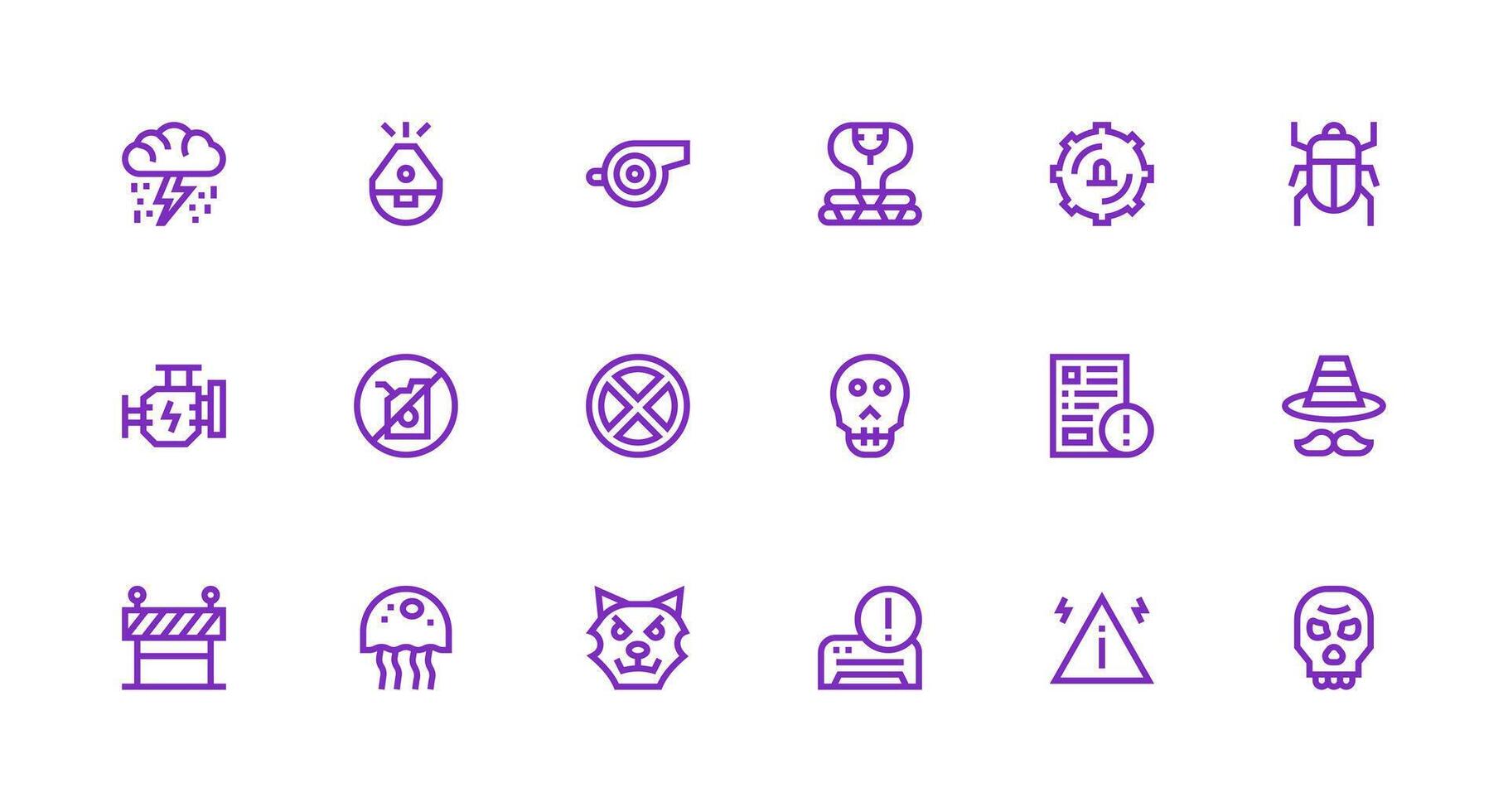Warning Set with 18 Strong Stroke Line Icons Neutral Style Icons for Any Project vector