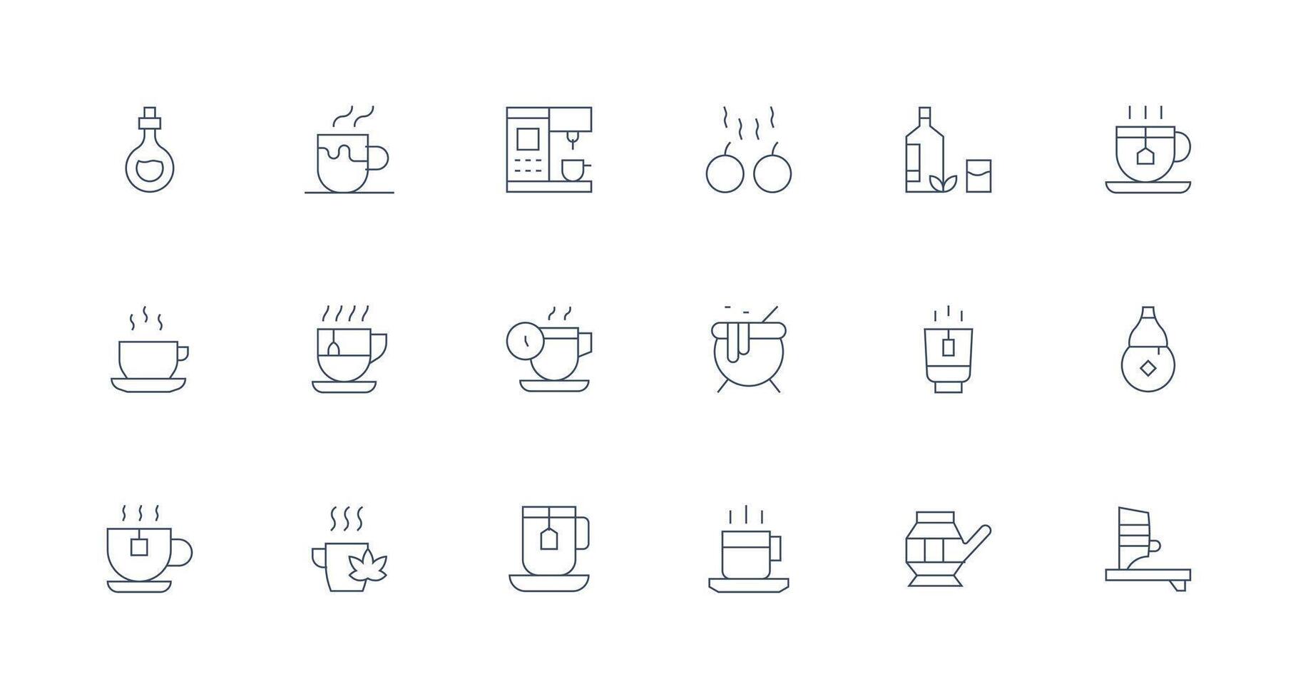 Brew Set with 18 Minimal Line Icons Customizable Icon Series for Mobile Screens vector