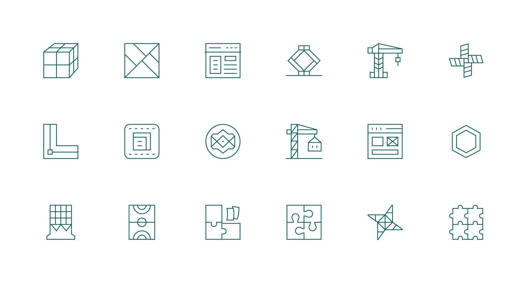 18 Minimal Line Style Icons from Framework Collection Digital Icon Collection vector