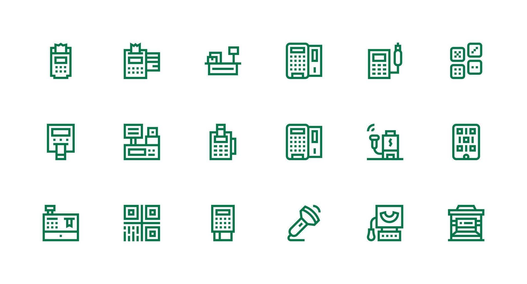18 Strong Stroke Line Style Icons from Scanner Collection High-Resolution Icons for Any Platform vector