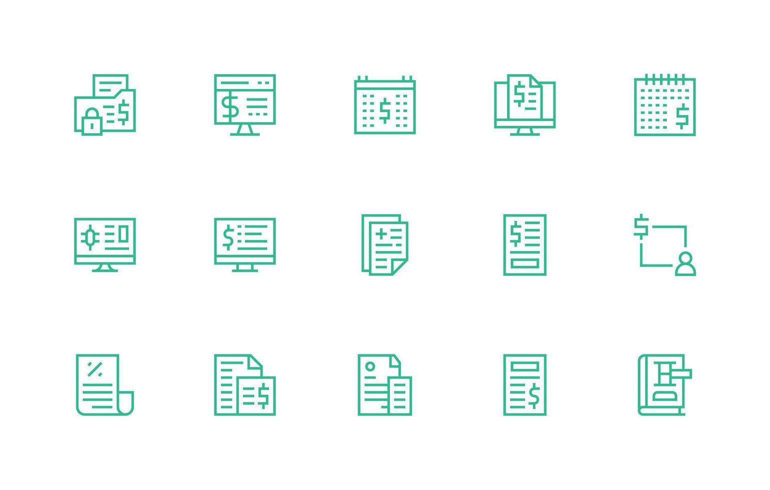 Billing Set with 15 Regular Line Icons Multi-Style Icons for Creative Projects vector
