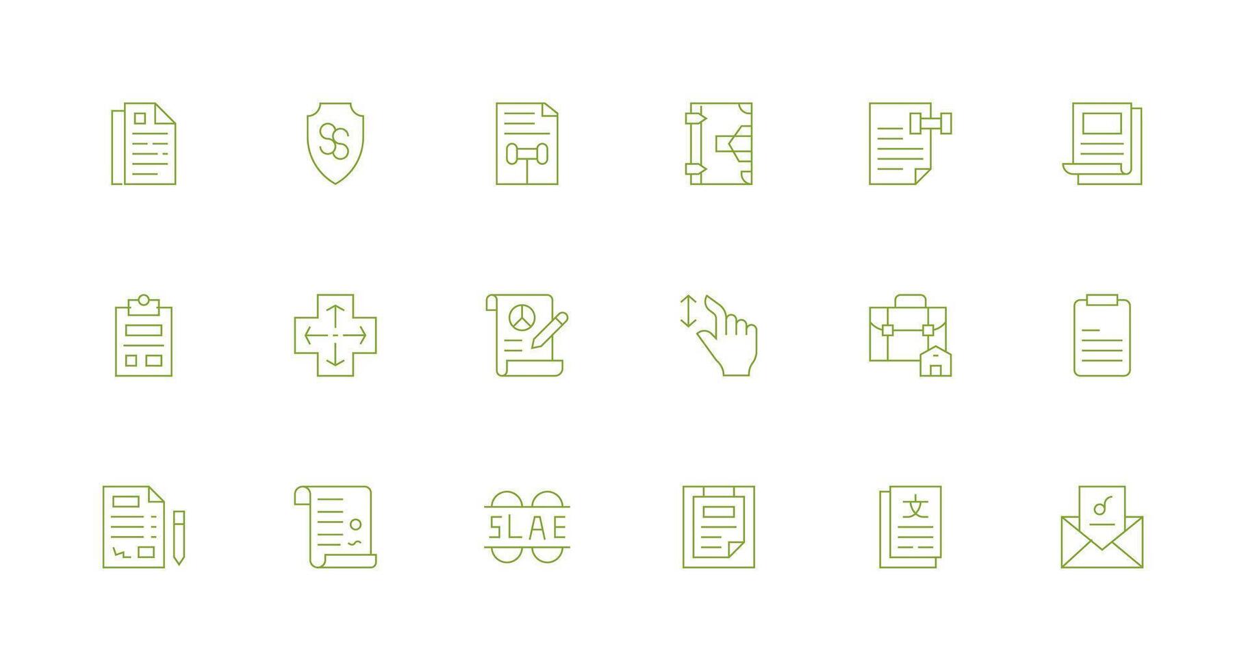 Contract Icon Set with 18 Minimal Line Graphics Theme-Based Icon Pack vector