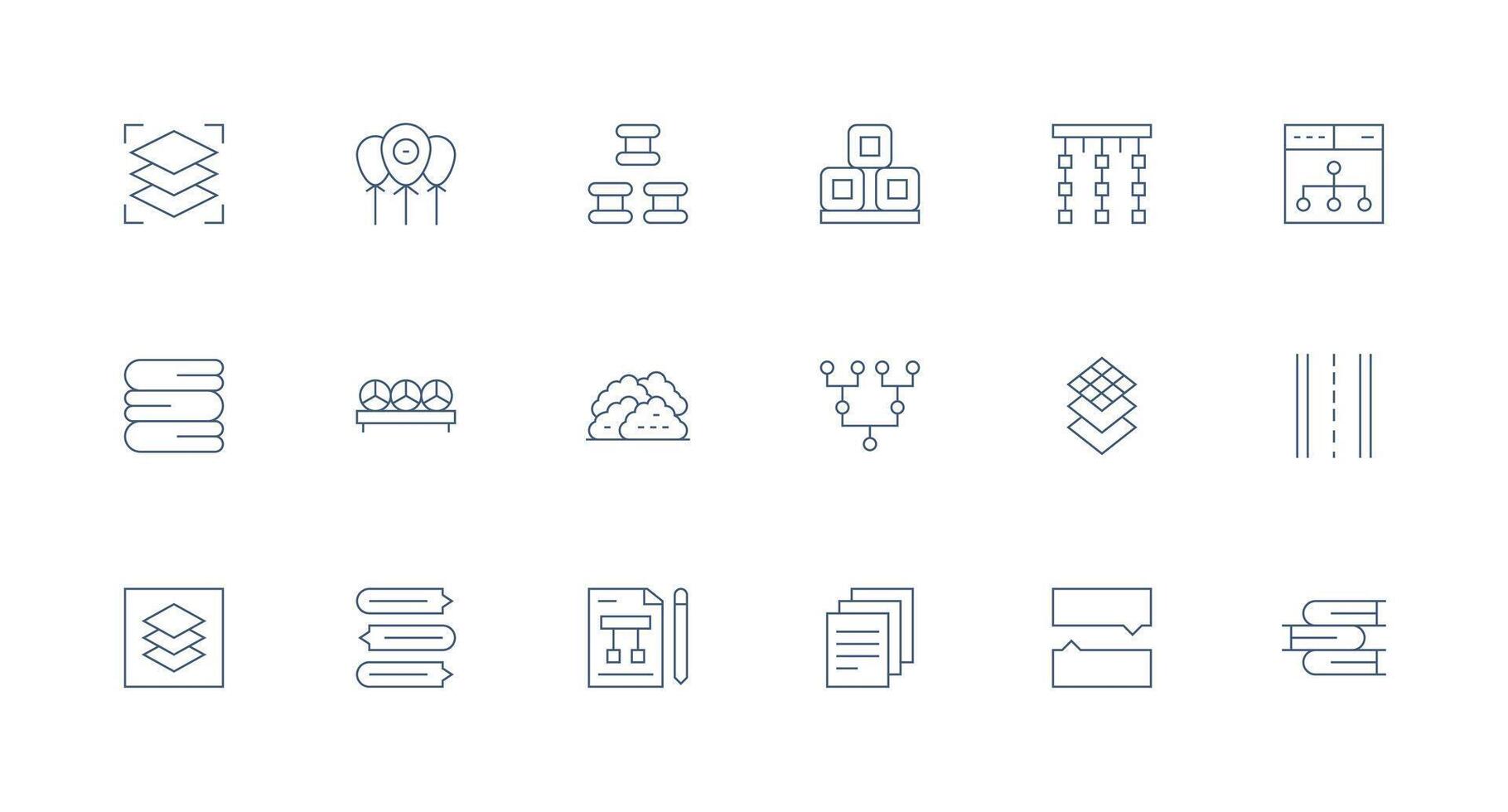 18 Grouping Icons in Minimal Line Aesthetic Fully Editable Icon Set for Web vector