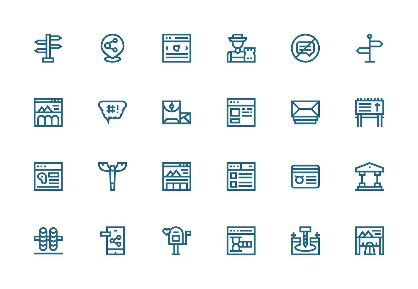 24 Icons for Post in Thick Line Line Format Essential Icons for Rapid UI Building vector