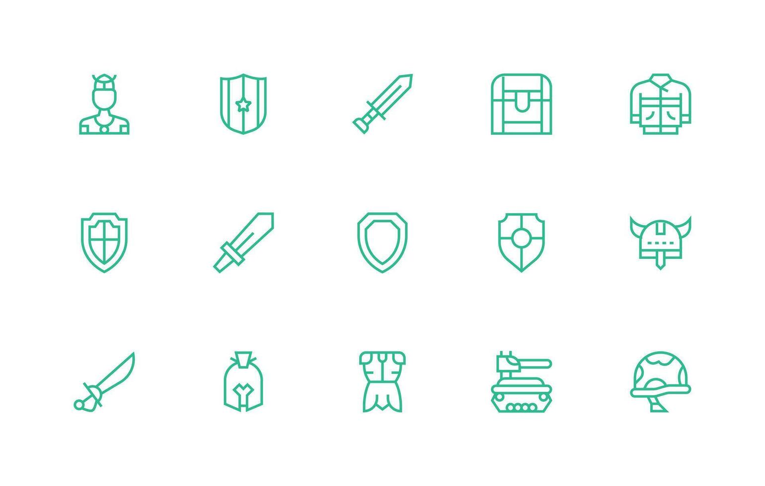 15 Regular Line Icons for Armor Graphics Complete Icon Bundle for Web Design vector