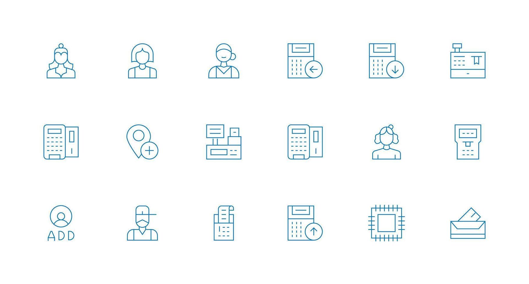Register Design Icons featuring 18 in Minimal Line Style Theme-Based Icon Pack vector