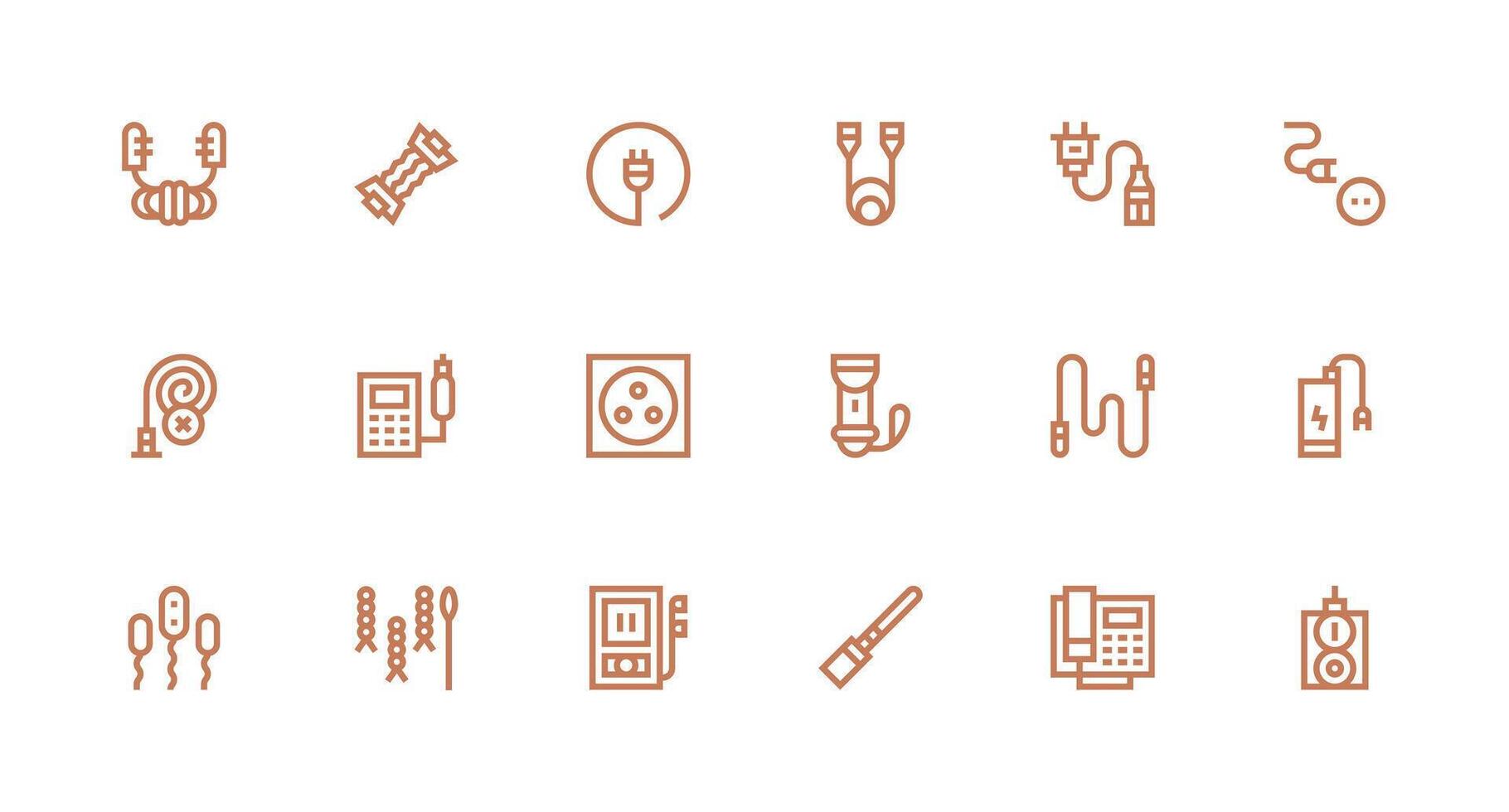 18 Cord Icons in Strong Stroke Line Aesthetic Interface Icon Collection for Daily Projects vector