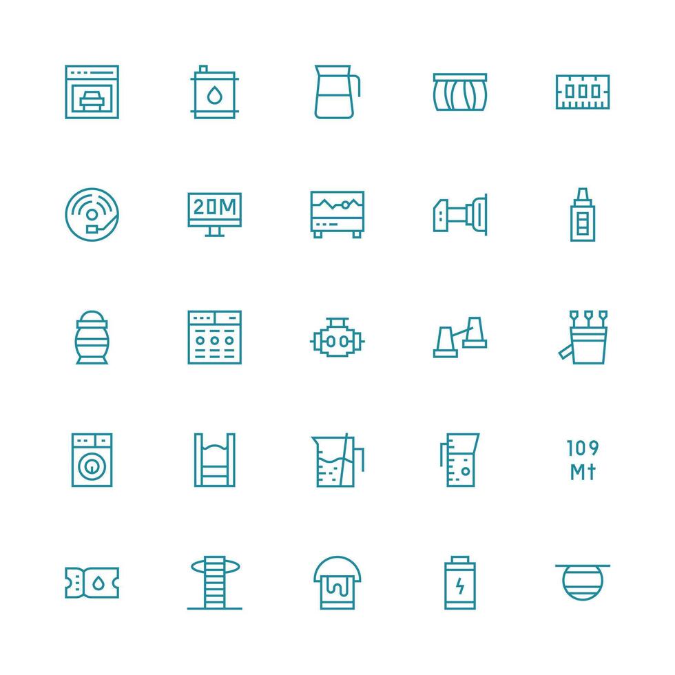Medium Stroke Outline Style Capacity Icons with 25 Vectors Scalable Icons for All Themes