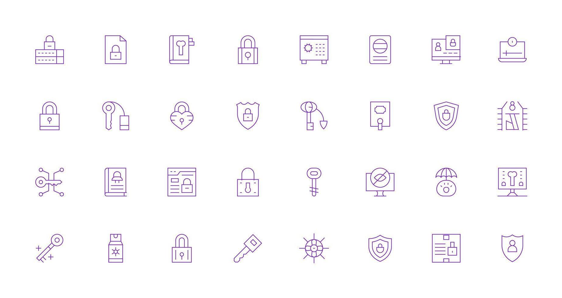 Thin Line Icons from Password Set with 32 Vectors Balanced Icon Set for Functional Design
