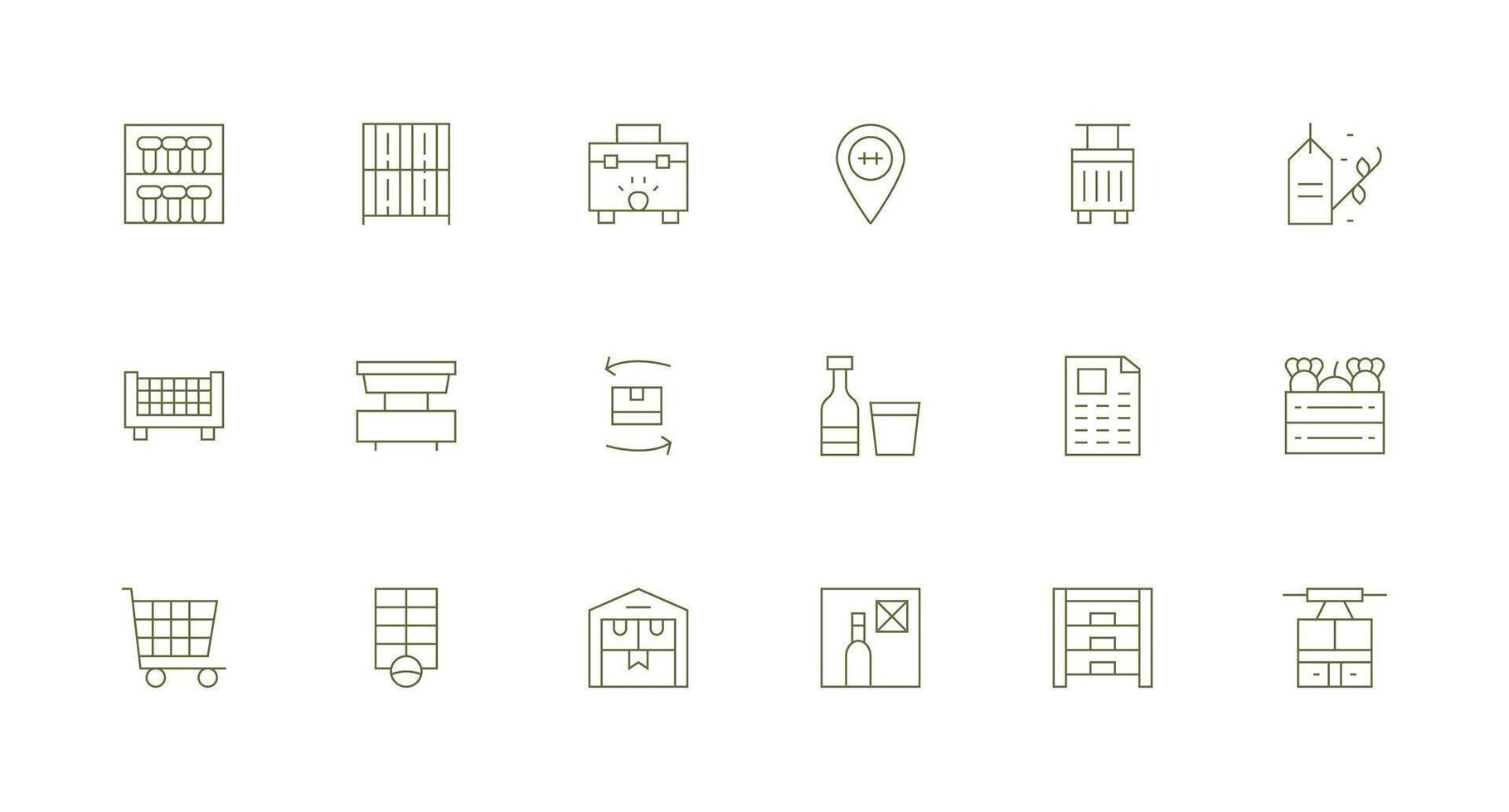 Inventory Icon Collection with 18 Minimal Line Designs Essential Icons for Rapid UI Building vector