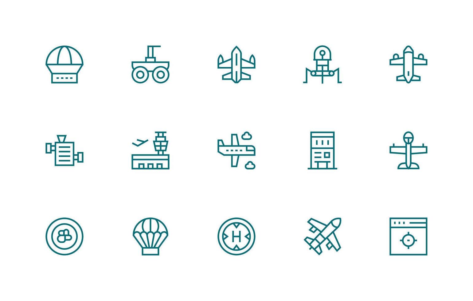 Landing Icon Set with 15 Regular Line Graphics Interface Icon Collection for Daily Projects vector