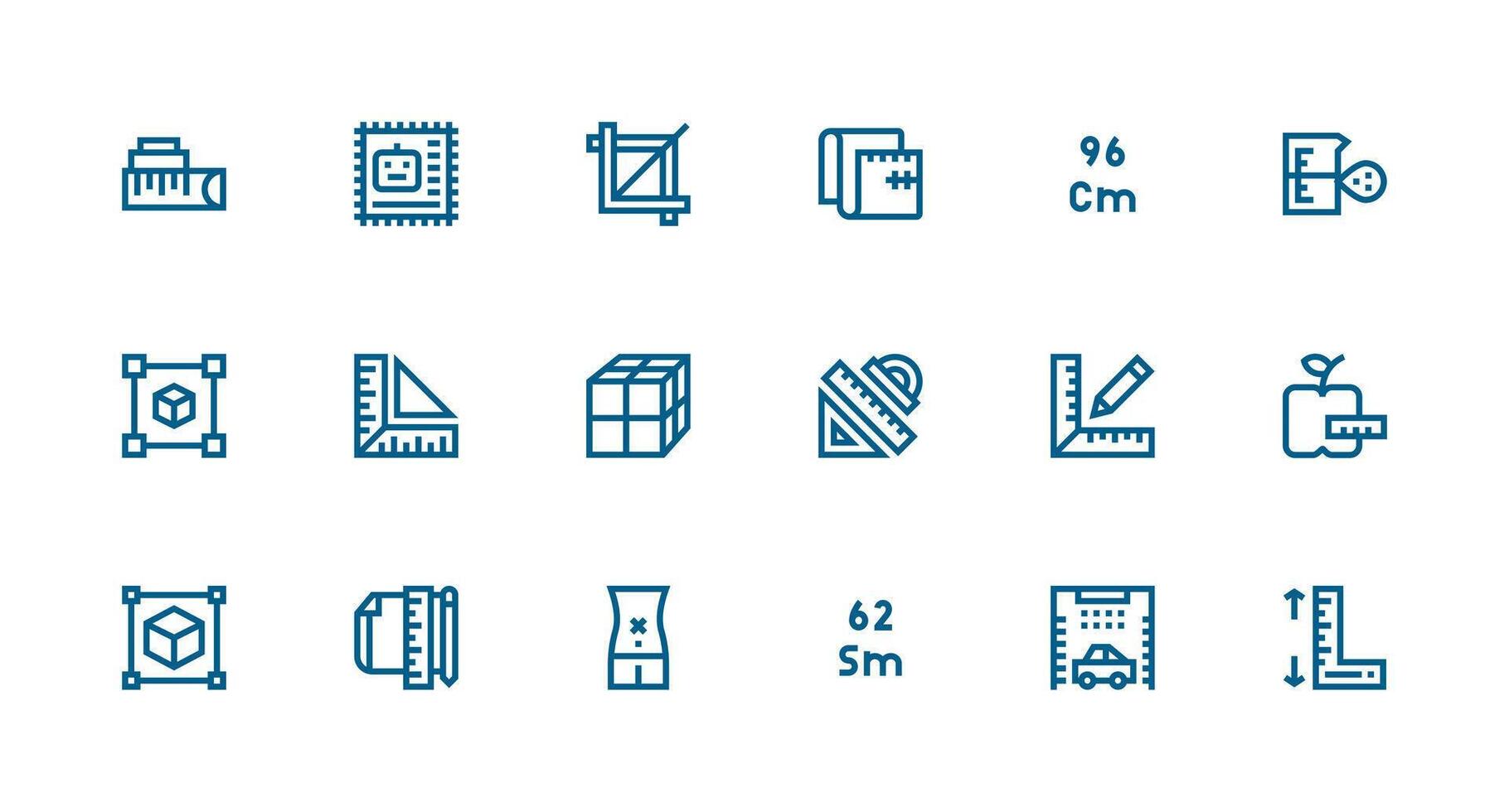 18 Dimensions Icons in Strong Stroke Line Aesthetic Clean Icon Collection for Web Use vector