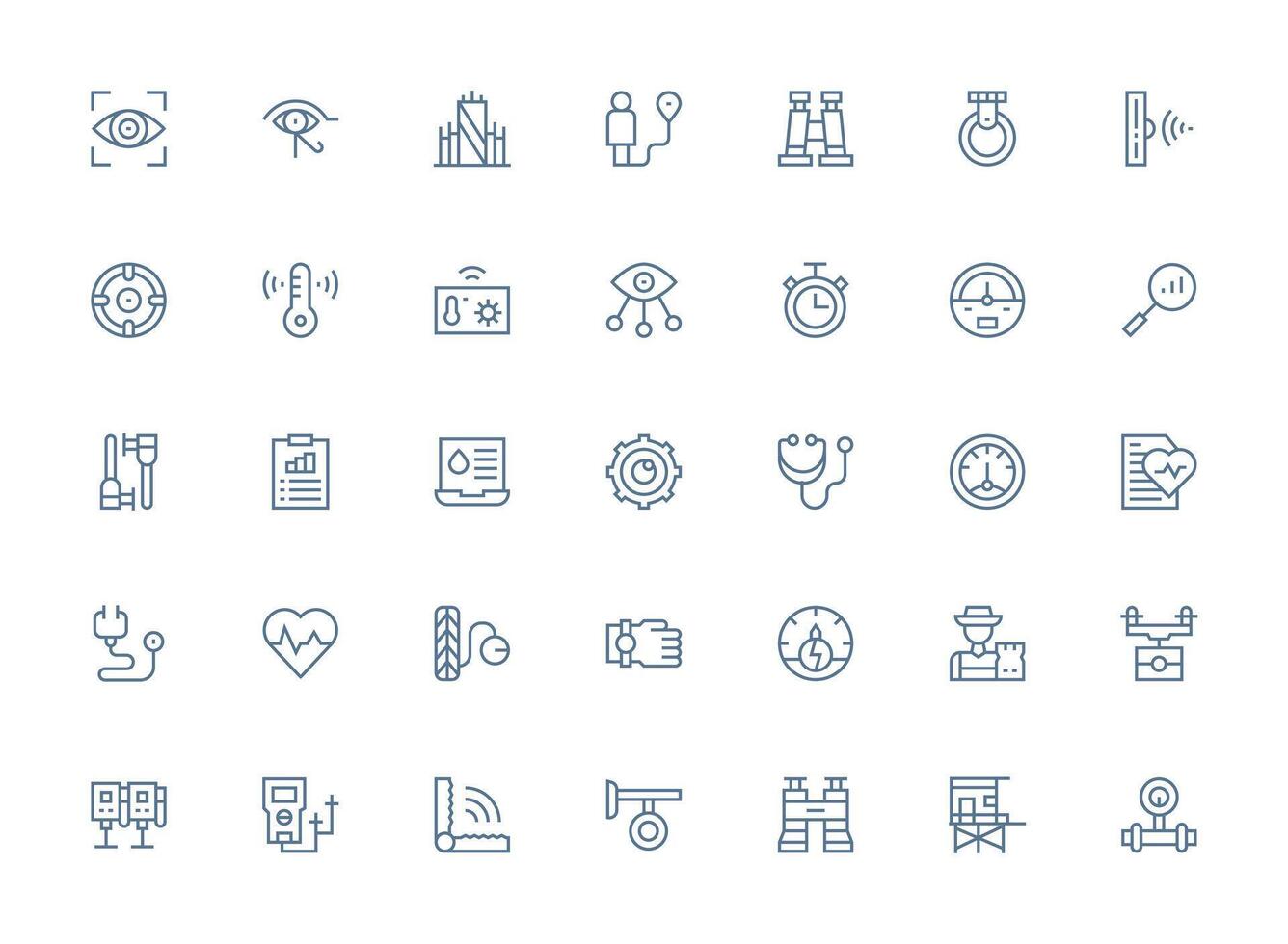 Monitoring Icon Collection with 35 Regular Clean Line Designs Clean Set for Layout Prototypes vector