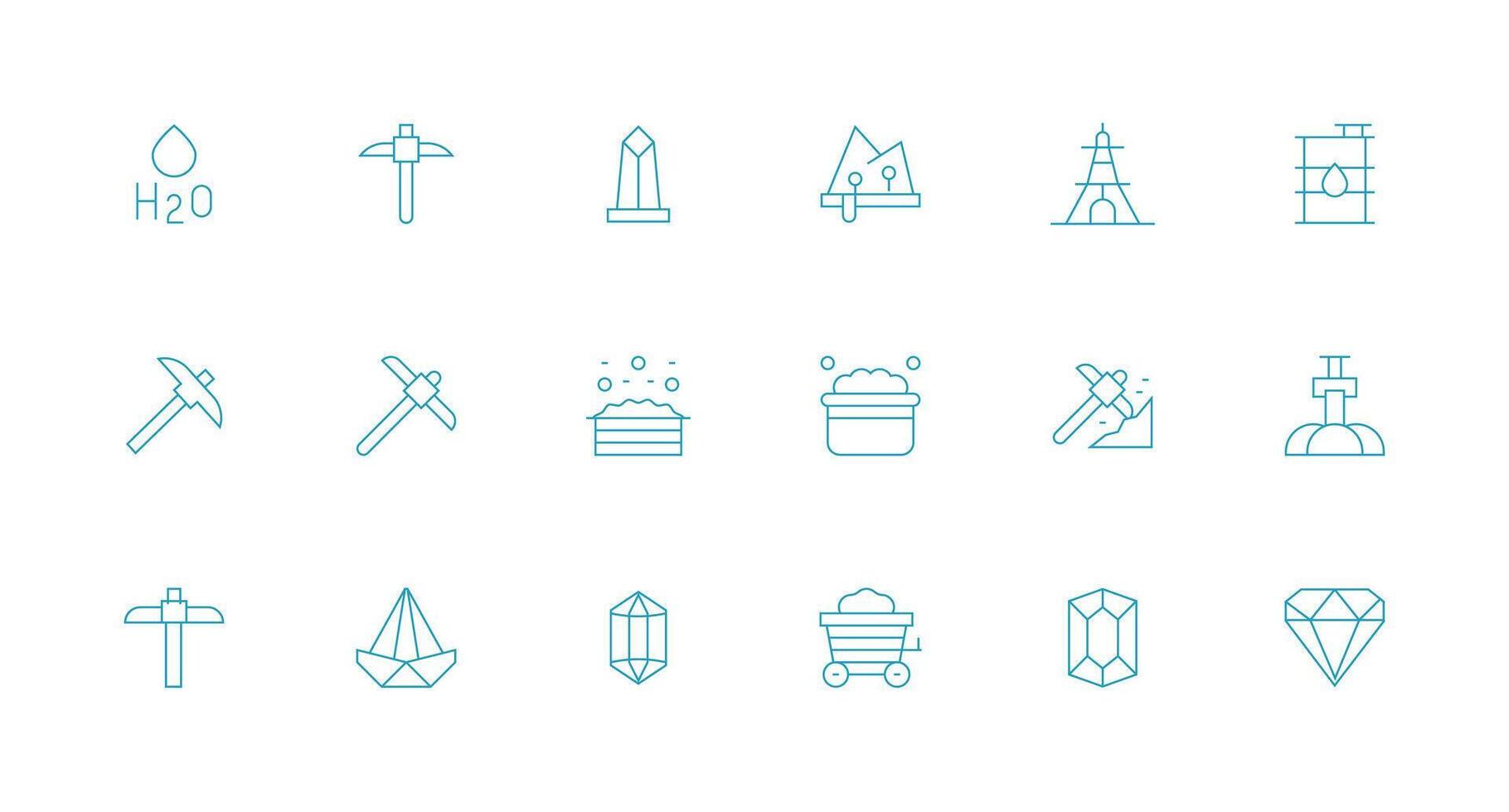 Mineral featuring 18 Icons in Minimal Line Design Responsive Icon Set for Flexible Layouts vector