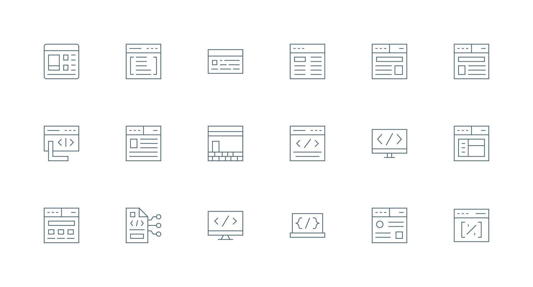 18 Minimal Line Icons for Css Graphics Clean Icon Set Icon Pack for UI Projects vector
