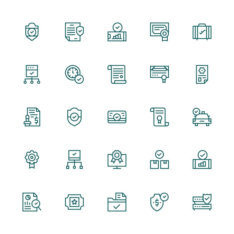 Medium Stroke Outline Icons from Approved Set with 25 Vectors Interface Icon Collection