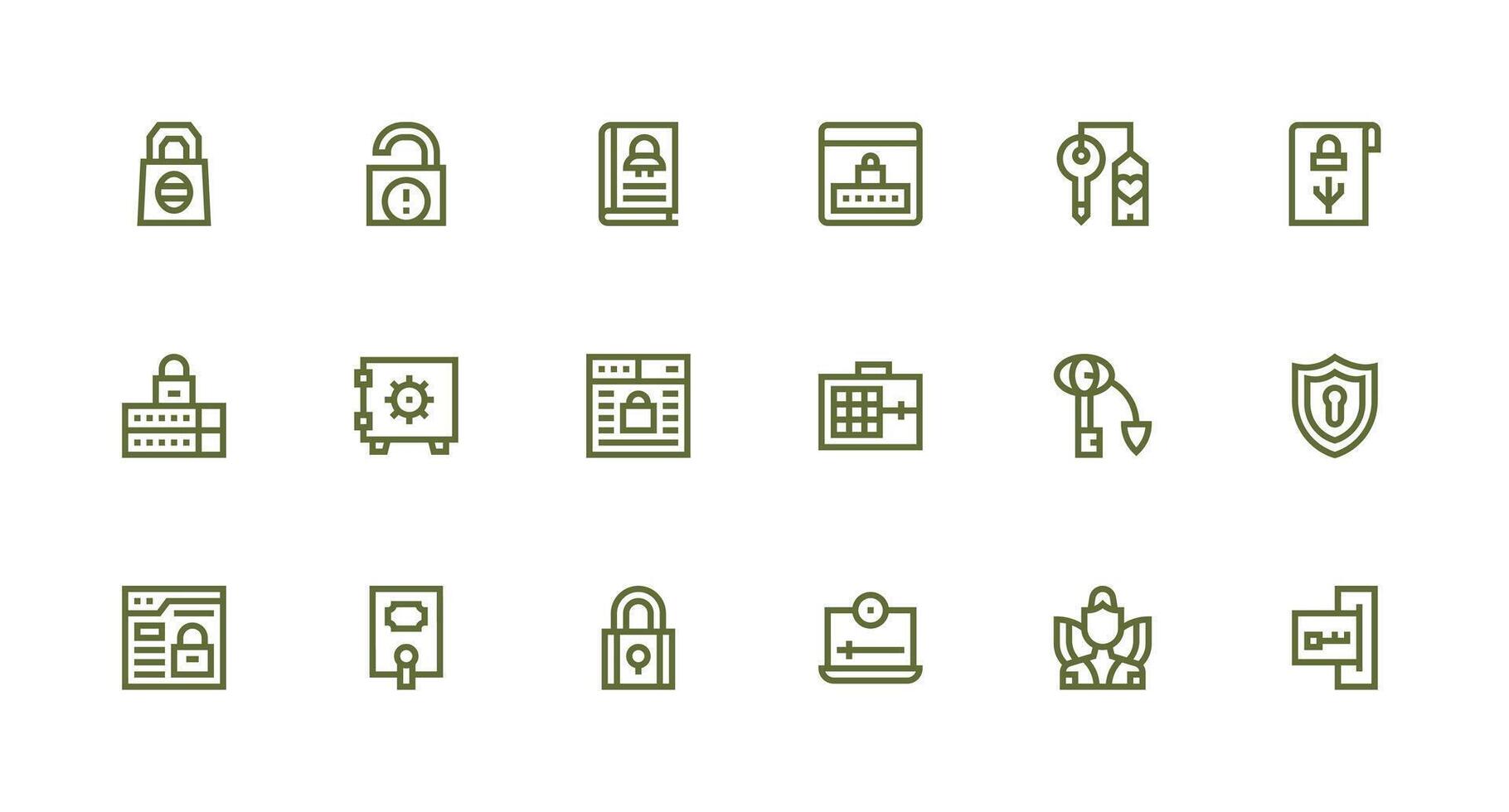 18 Strong Stroke Line Designs for Password Icons UI and UX Focused Icon Collection vector