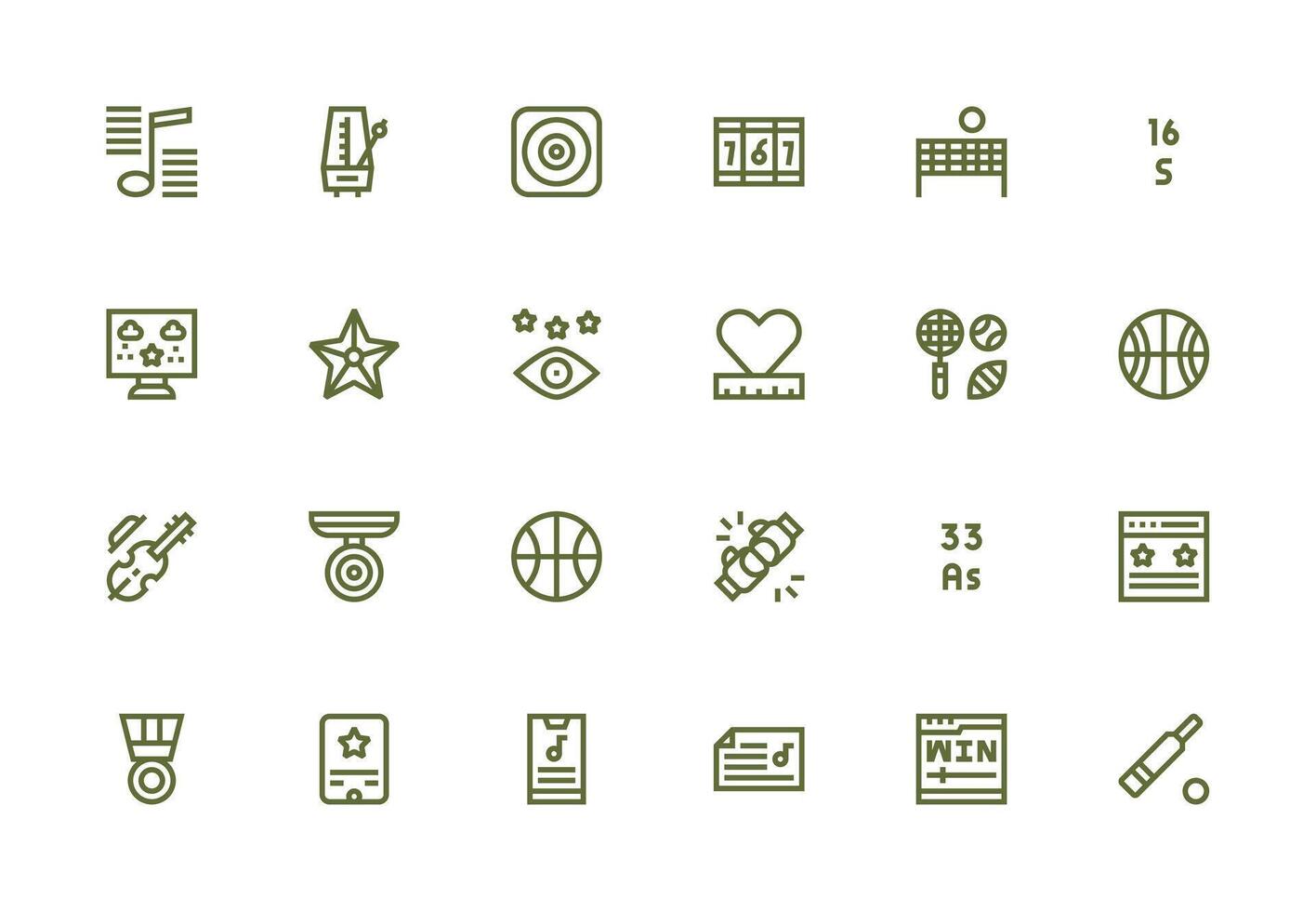 24 Thick Line Line Icons for Score Graphics Clean Icon Set Icon Pack for UI Projects vector