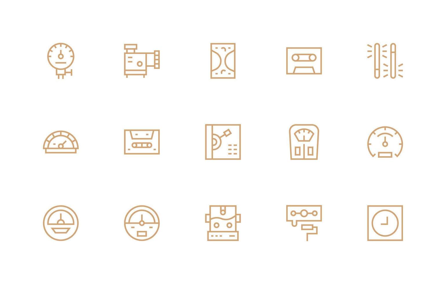 15 Regular Line Designs for Analog Icons UI-Ready Icon Collection vector