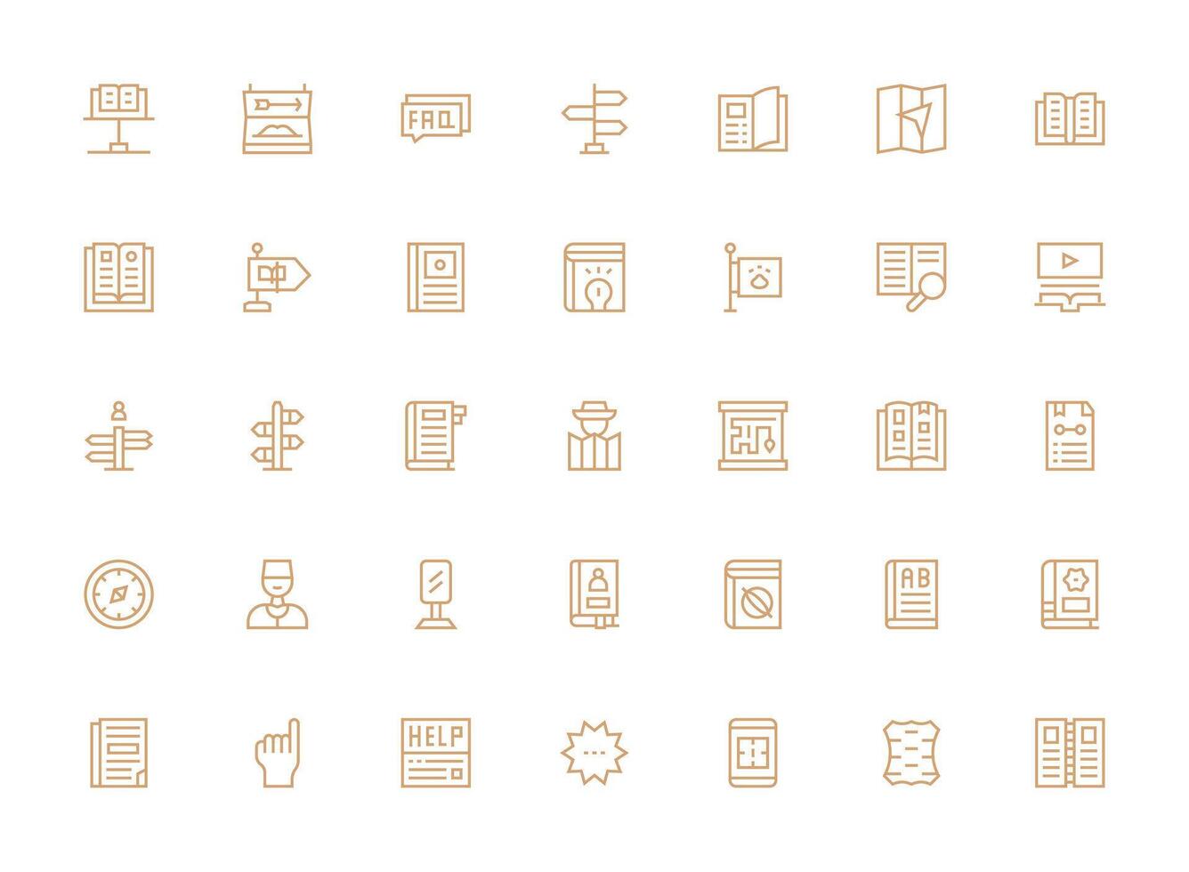 Guide Icon Set with 35 Regular Clean Line Graphics Essential Icon Collection vector