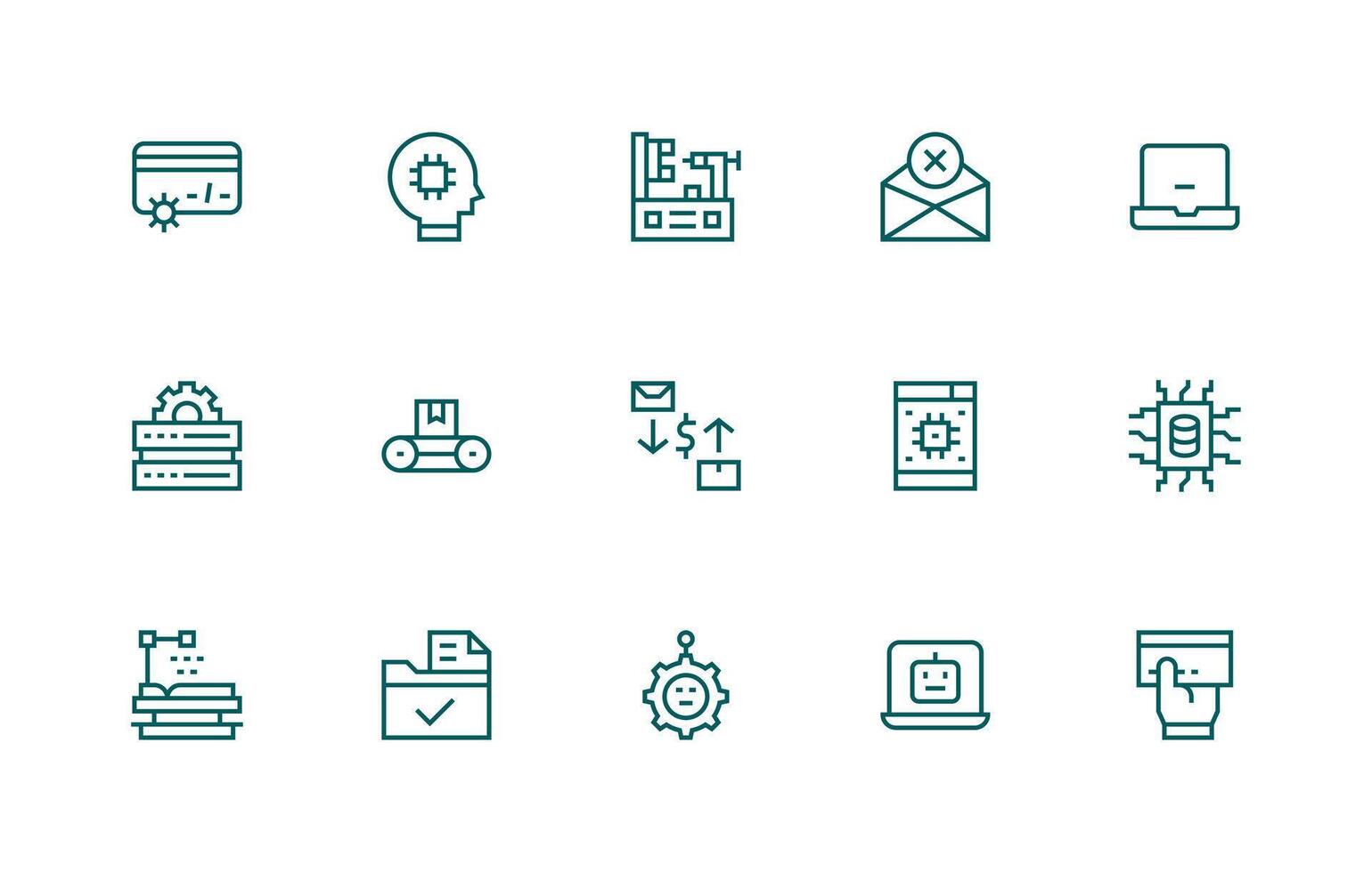 15 Regular Line Icons for Processing Graphics Organized Glyph Icons for Fast Design vector