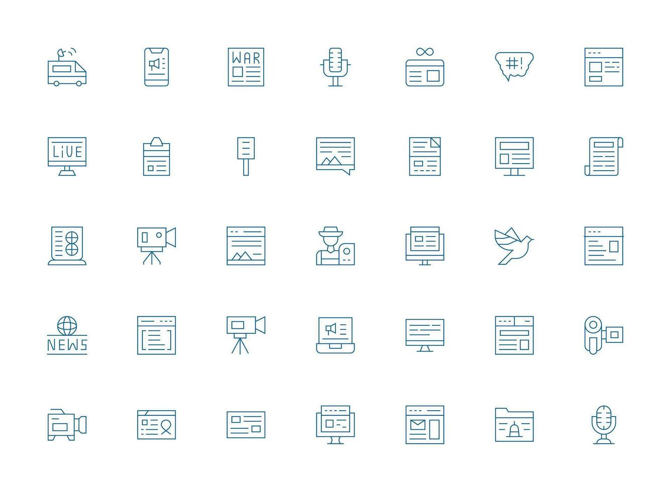 Light Line Icons from News Set with 35 Vectors Neatly Designed Icons for Web Platforms